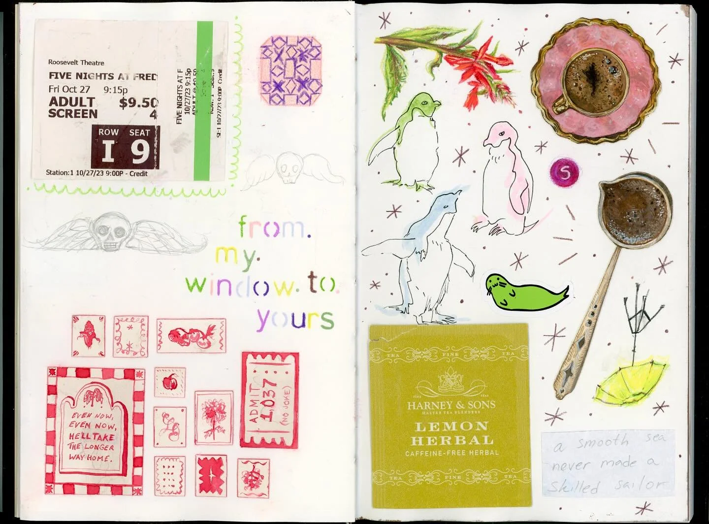 ⭐️🍬🎟️ Recent sketchbook scans! 🎟️🍬⭐️ (And some assorted adventure pics from the last year :P &lt;3 ) 
&bull;
&bull;
&bull;
&bull;
&bull;
&bull;
&bull;
&bull;
#art #artist #artwork #sketch #sketchbook #collage #stars #colorfulart #coloredpencils #