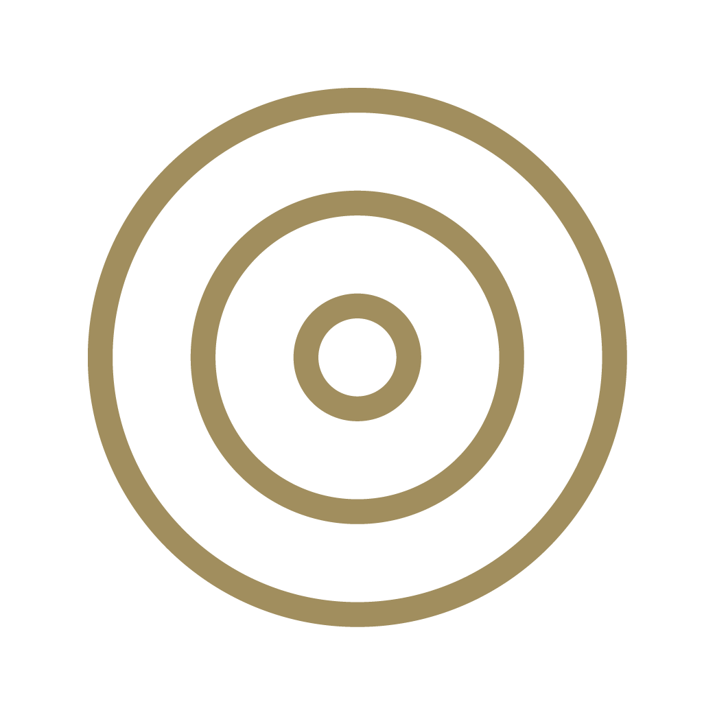 Gold and black concentric circle target or bullseye design.