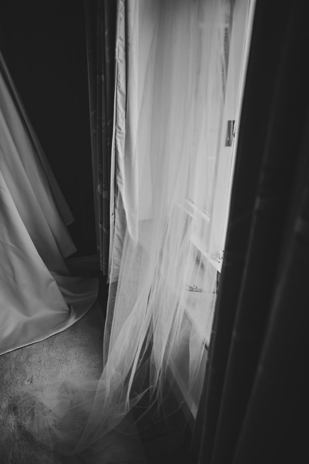 Wedding veil in window of Luton Hoo bridal suite