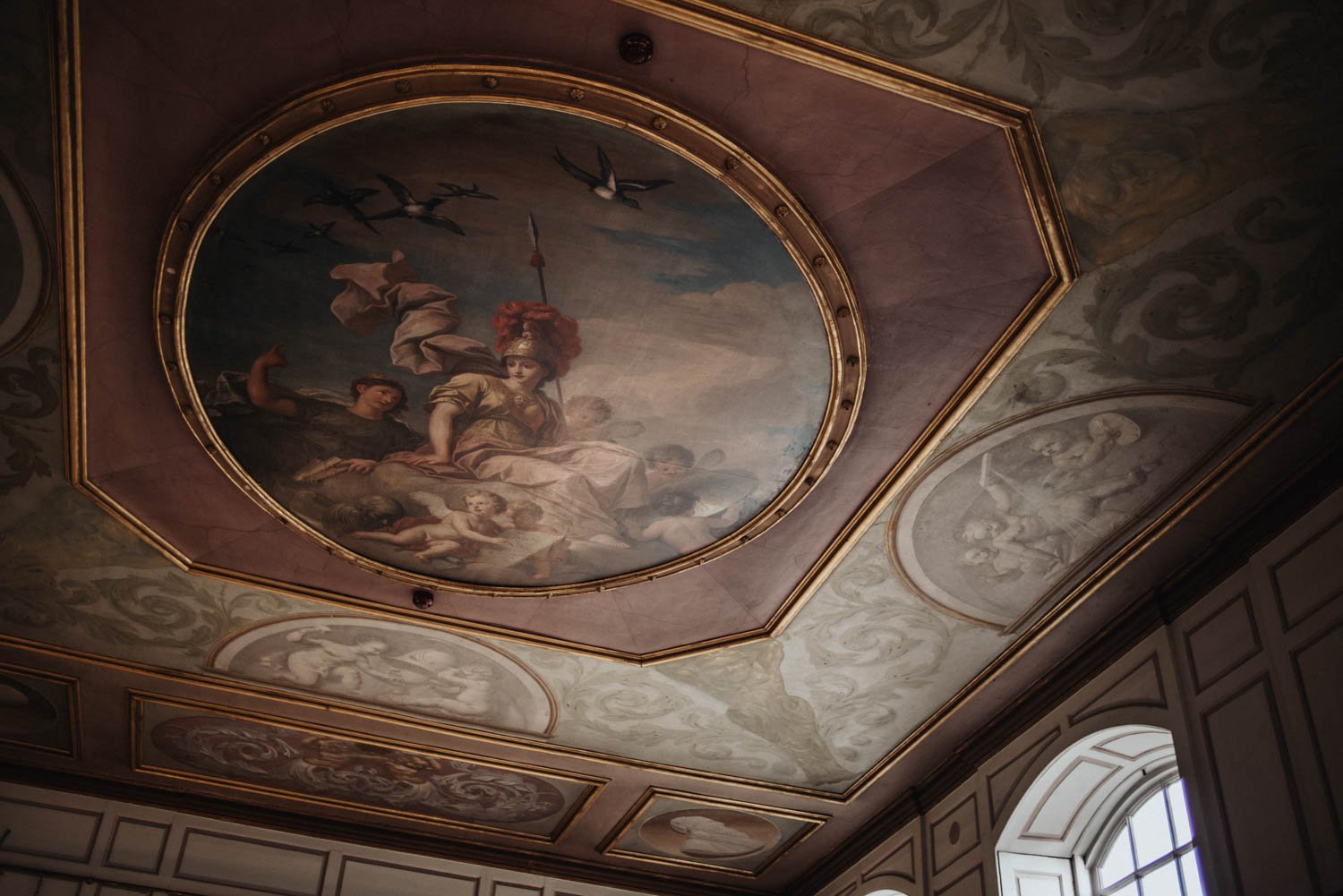 Ceiling paintings in the Grand Salon at Gosfield Hall Essex