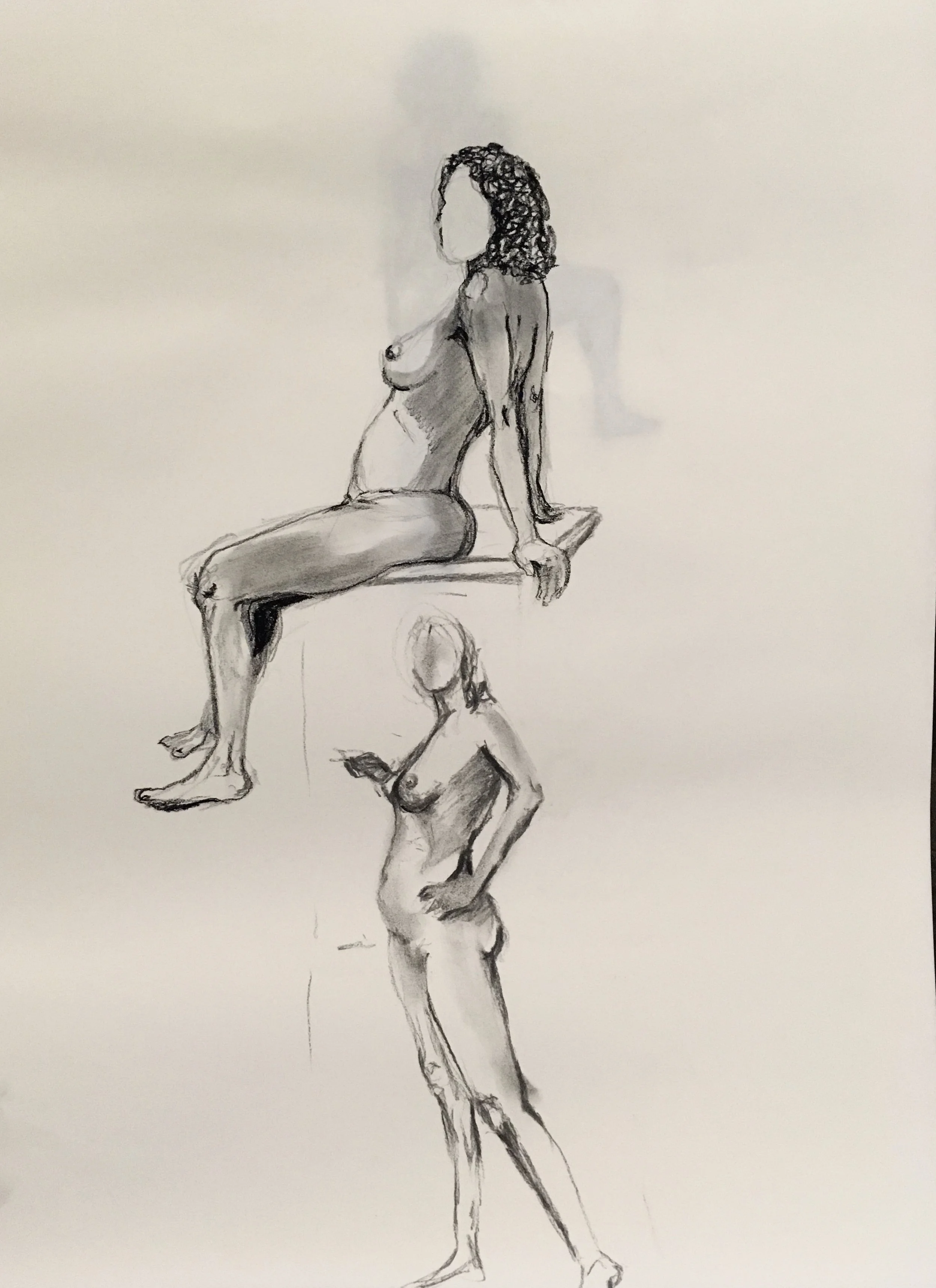 Life drawing study. 5 minute pose. Charcoal on paper. 