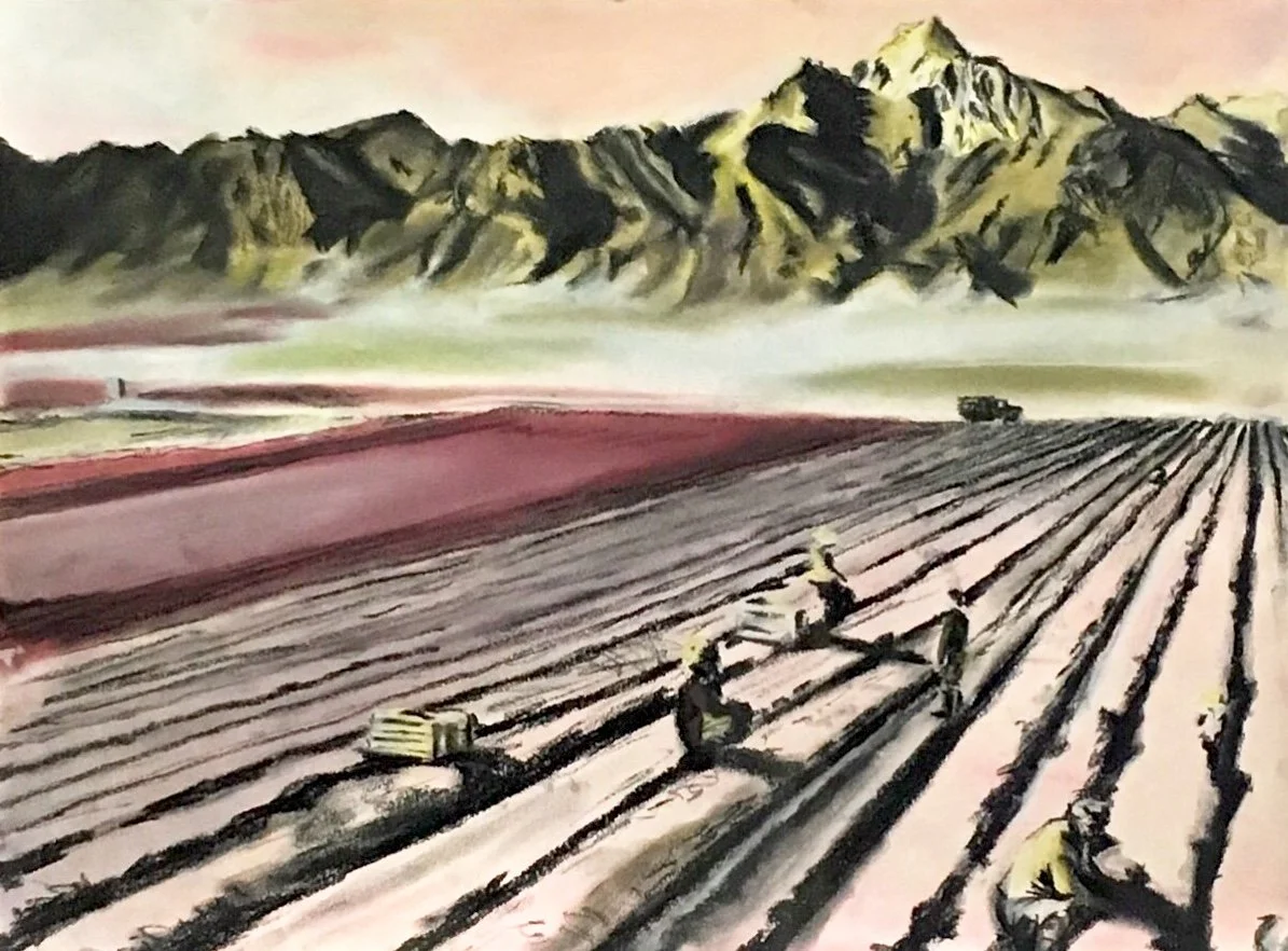 Chalk Pastel drawing after Ansel Adams' photograph. Implementing an Impressionist color palette. 