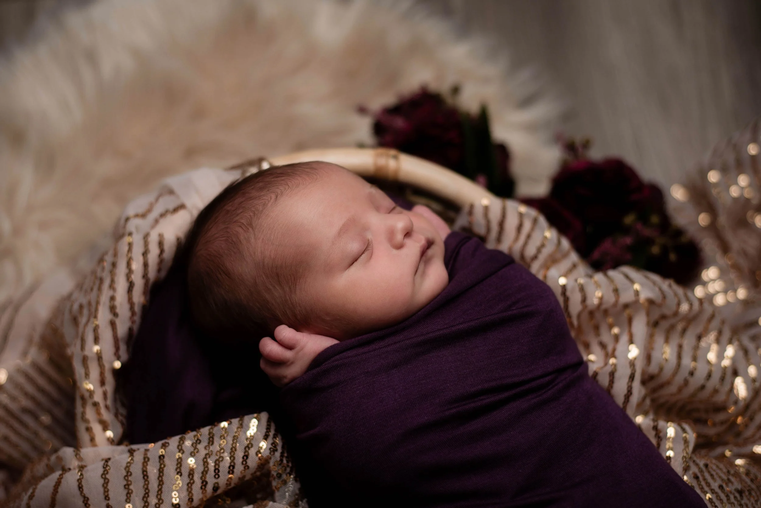 Luxe glam newborn photography