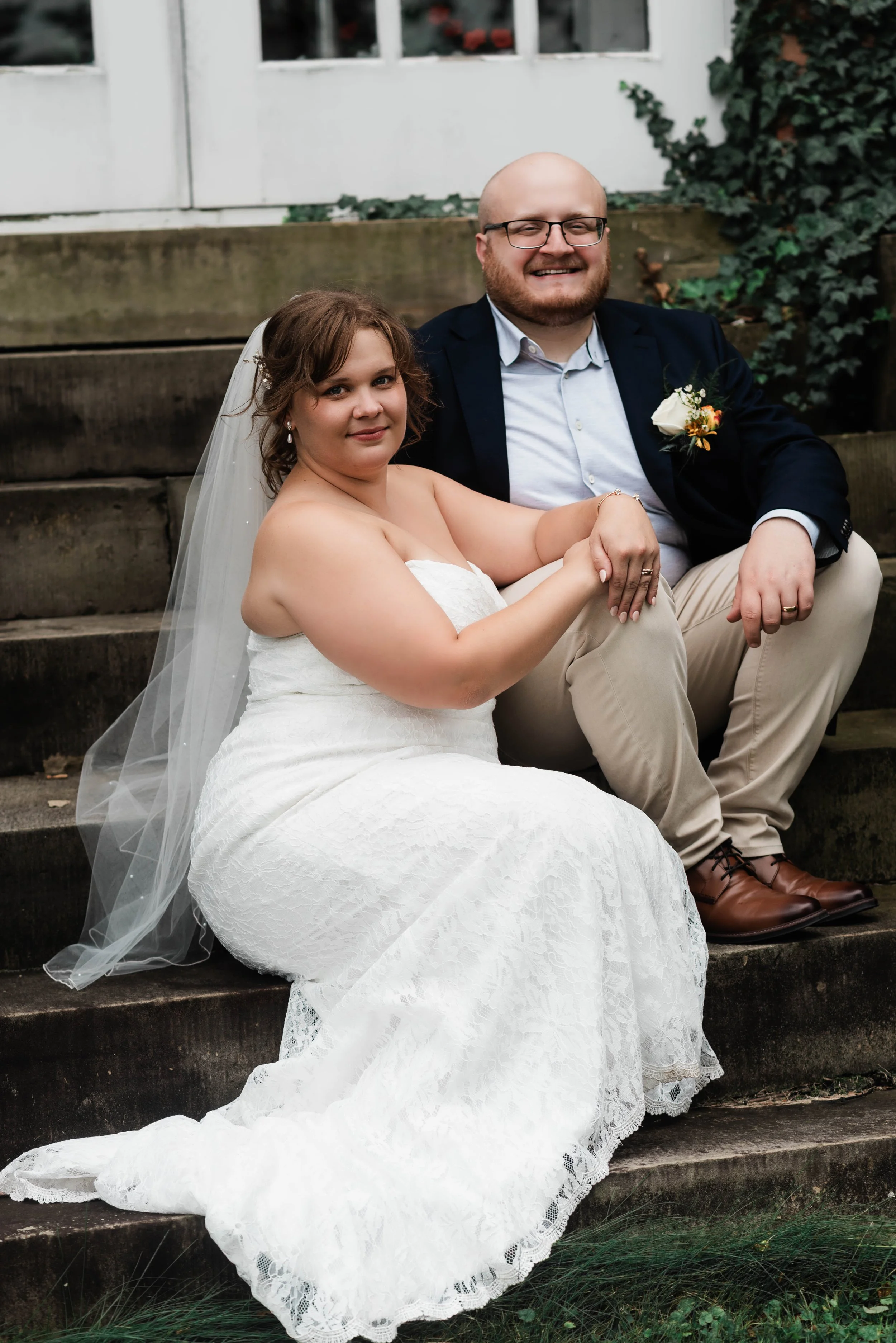 Bride and groom, wedding at Nemacolin Castle