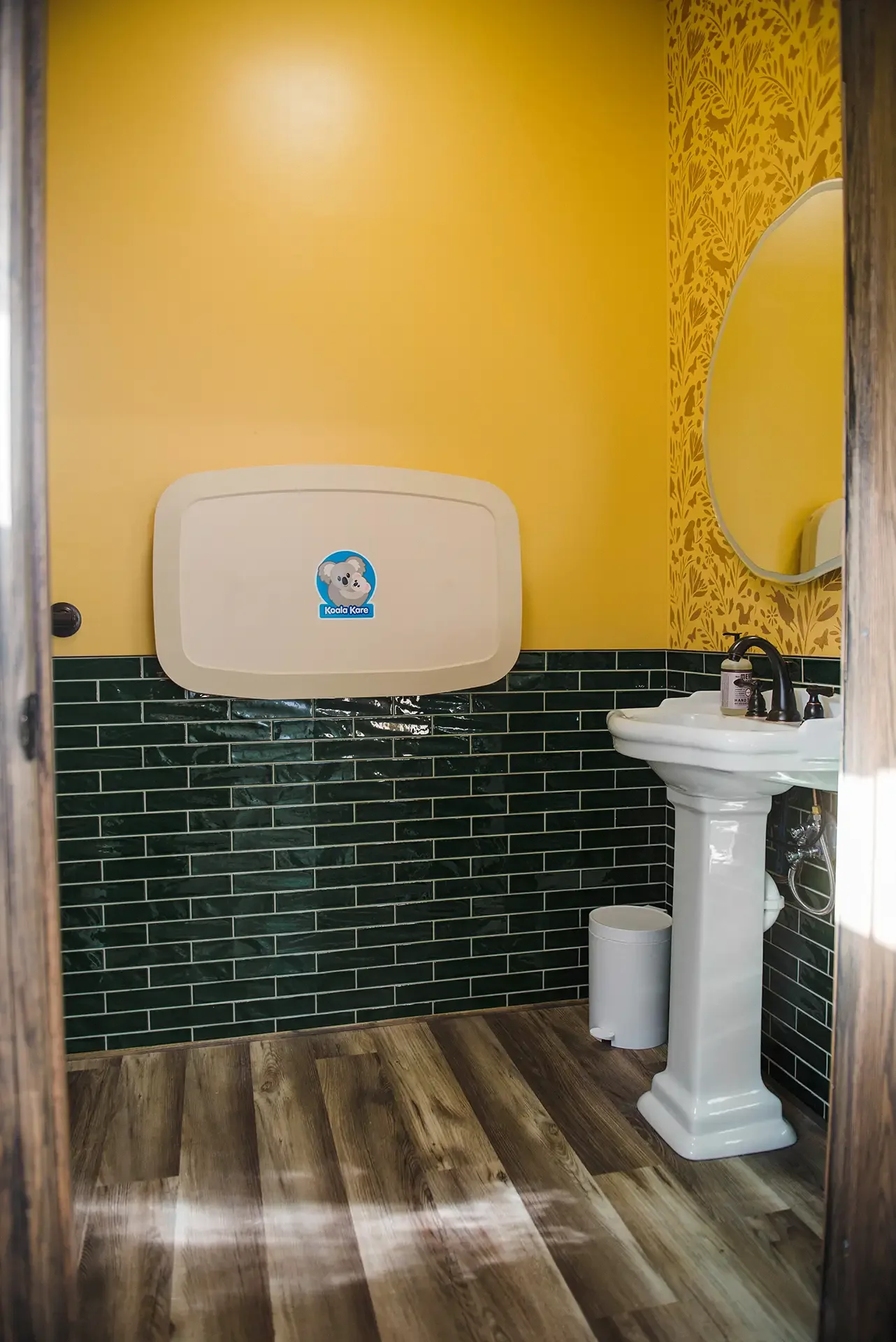 our bathroom again, with a changing table visible