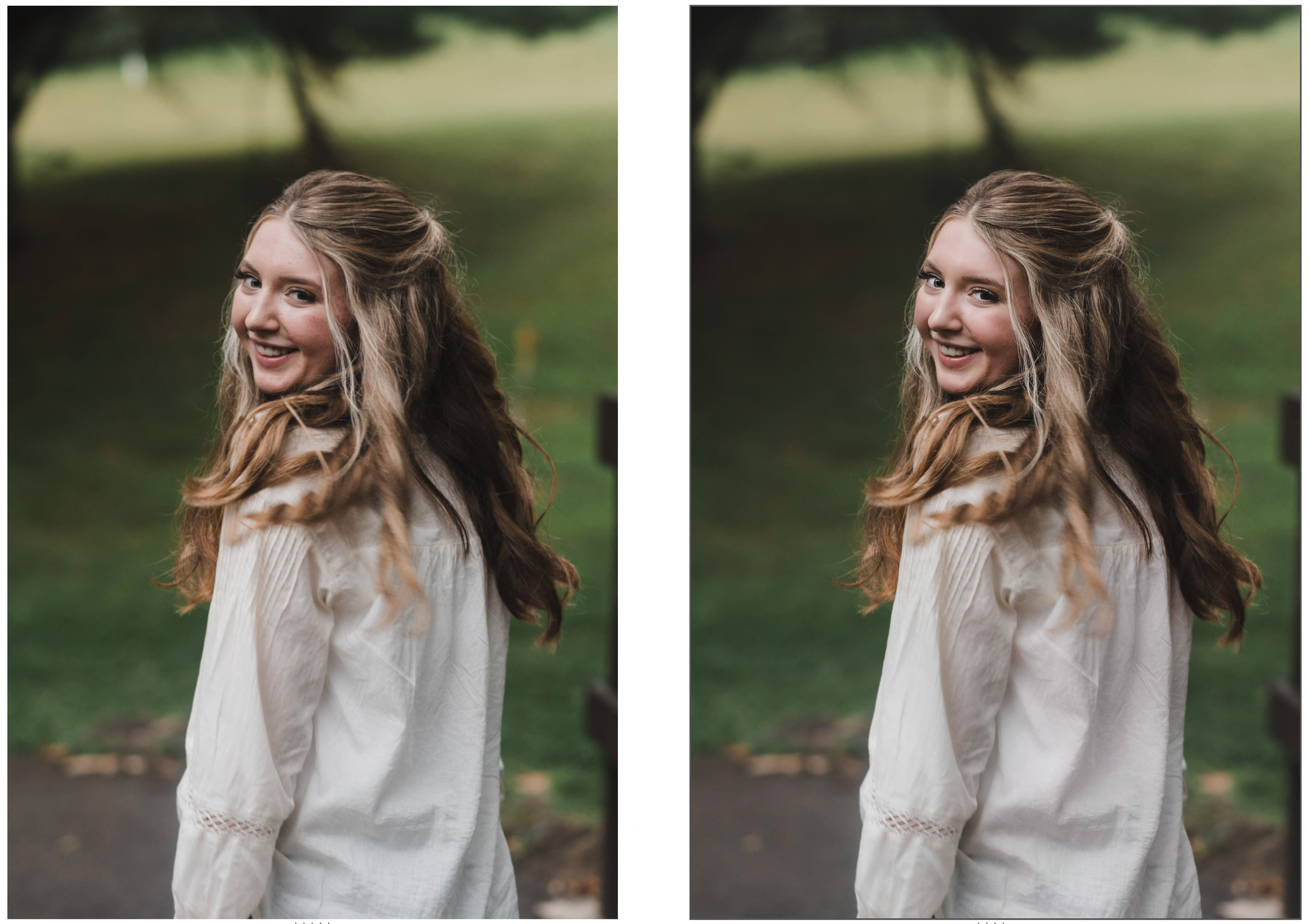 Showing the difference between a portrait that has been edited and one that has been fully retouched