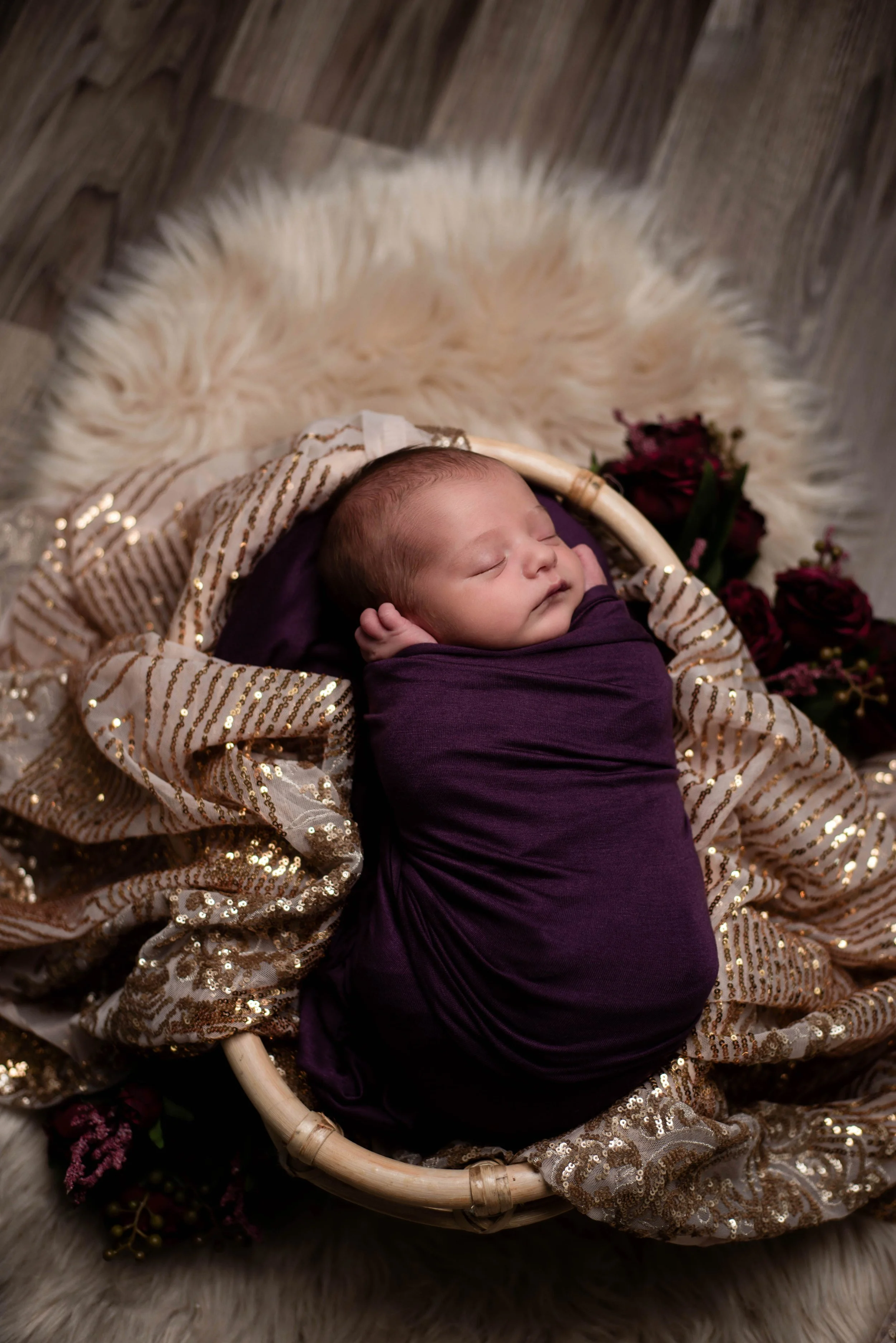 Luxe glam newborn photography