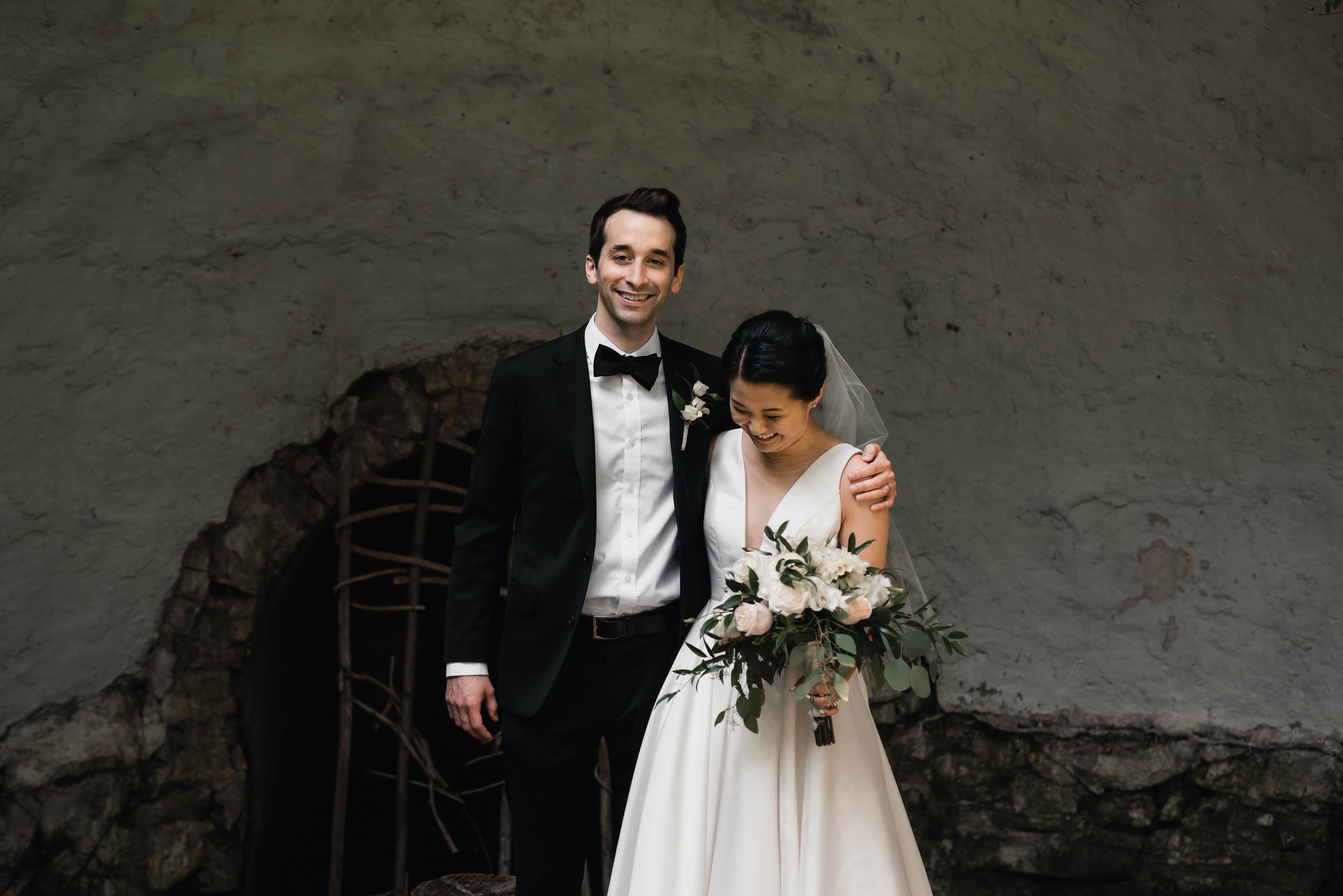 Bride and groom, wedding at The Hyeholde