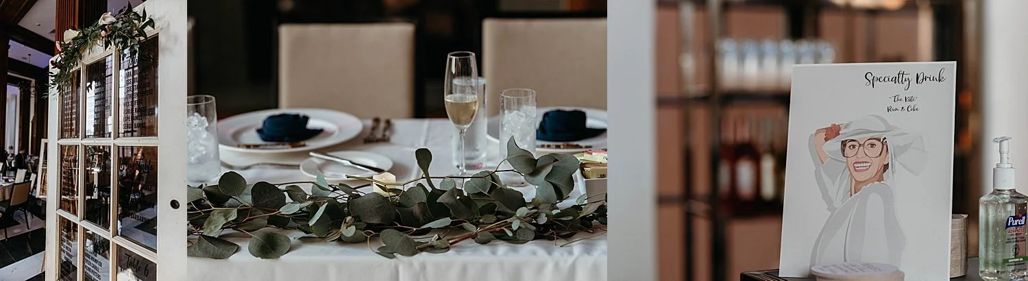 Details of the eucalyptus garland on the tables