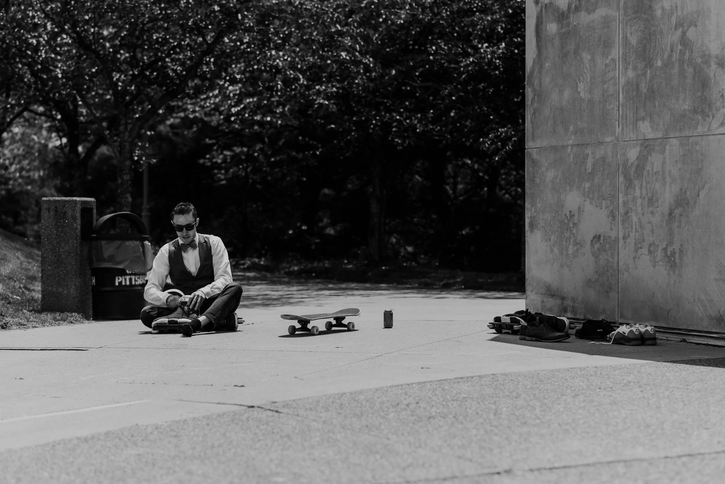 Skateboarding at a wedding at West End Overlook