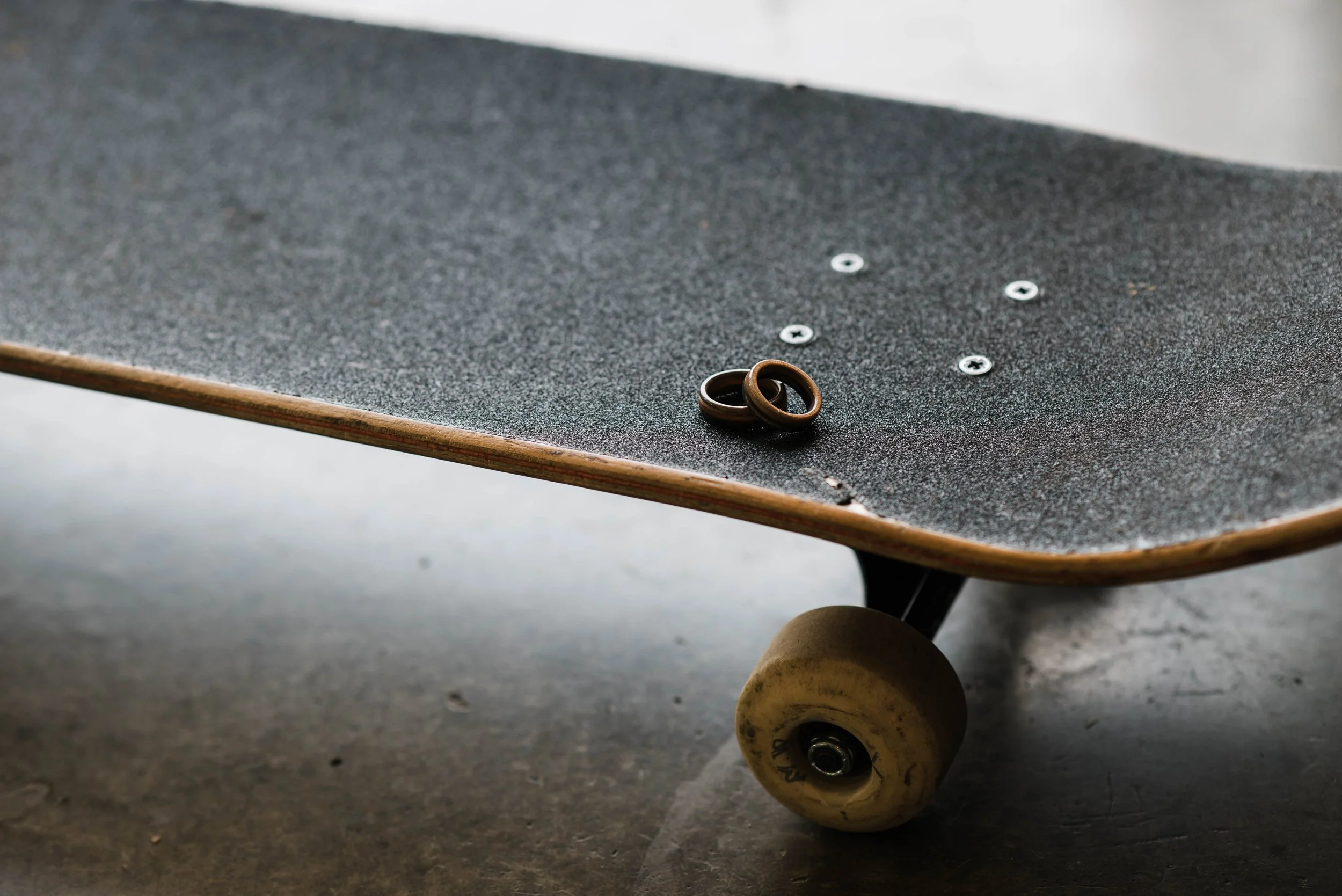 Wedding rings on a skateboard, West End Overlook