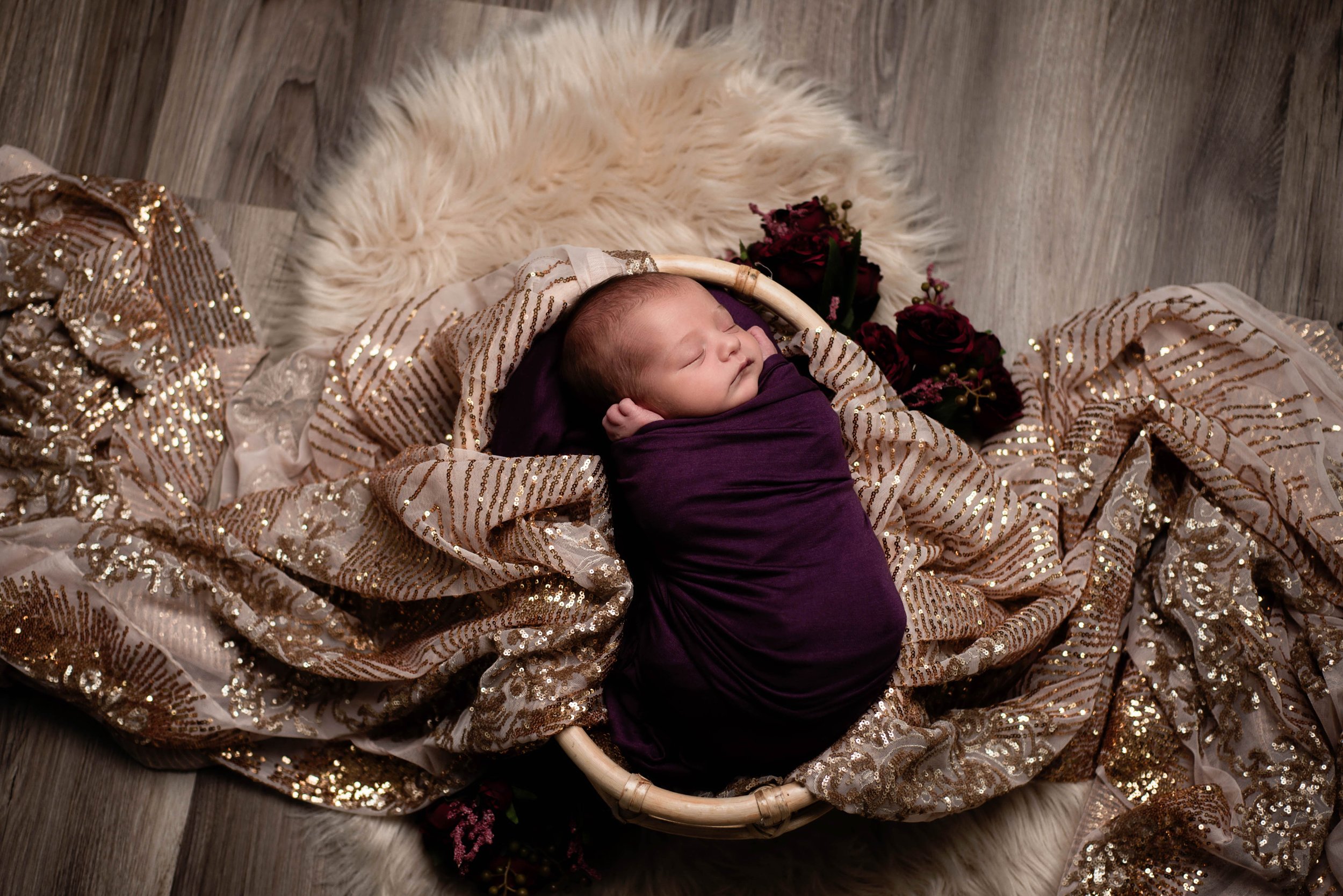 Luxe glam newborn photography