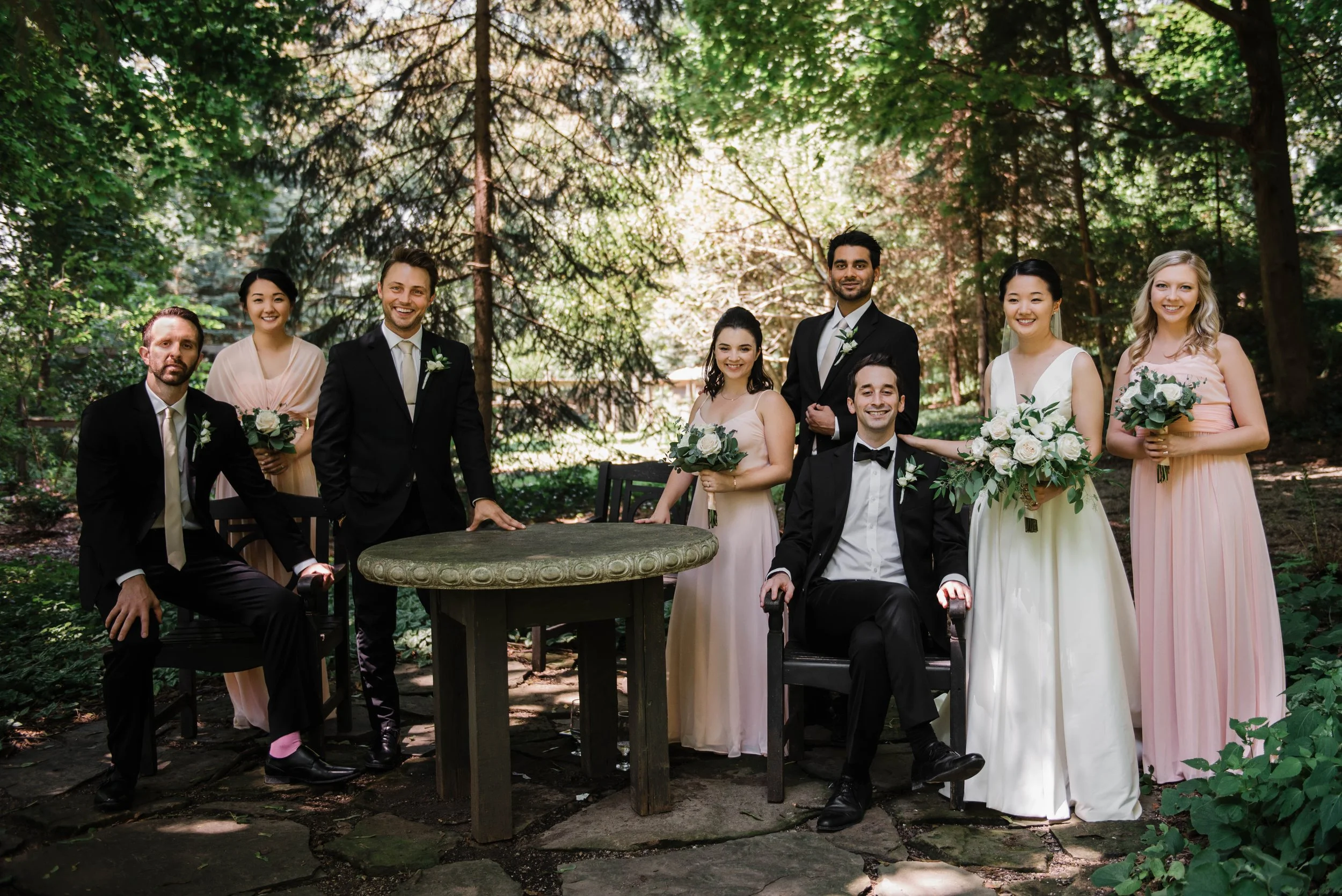Wedding party portrait at The Hyeholde