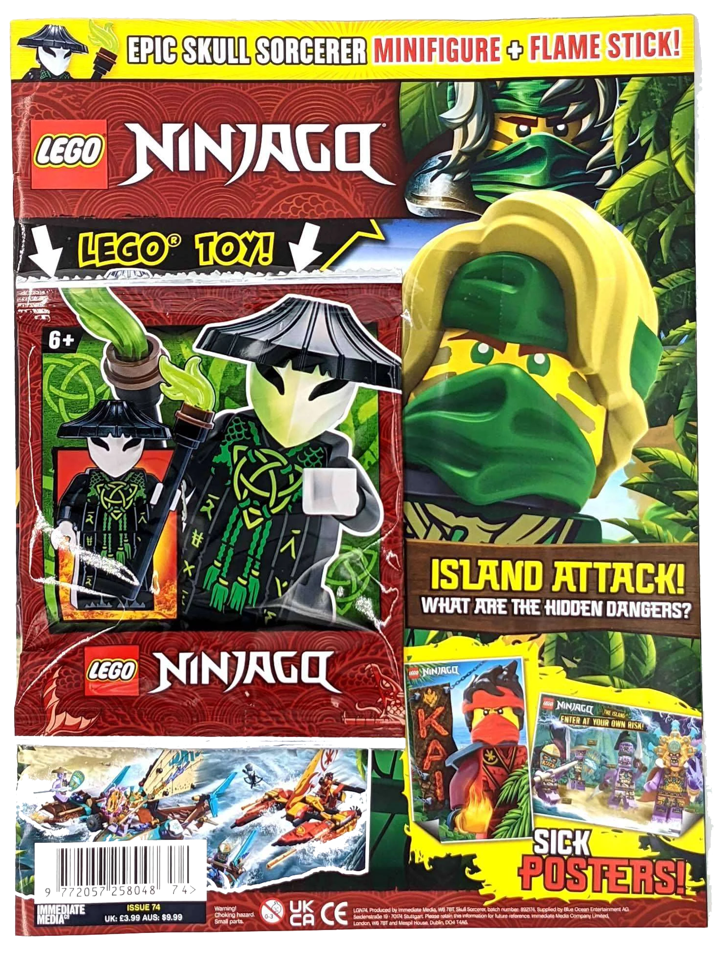 Ninjago Magazine Issue 74 With Skull Sorcerer & Flame Stick Foil Pack