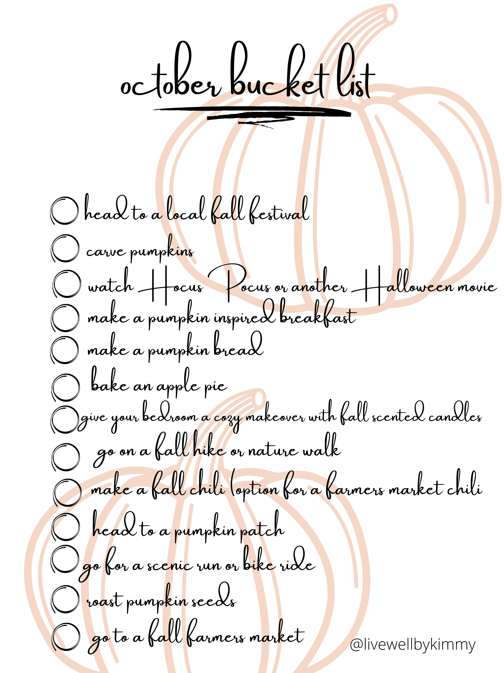 October Bucket List — Live Well by Kimmy