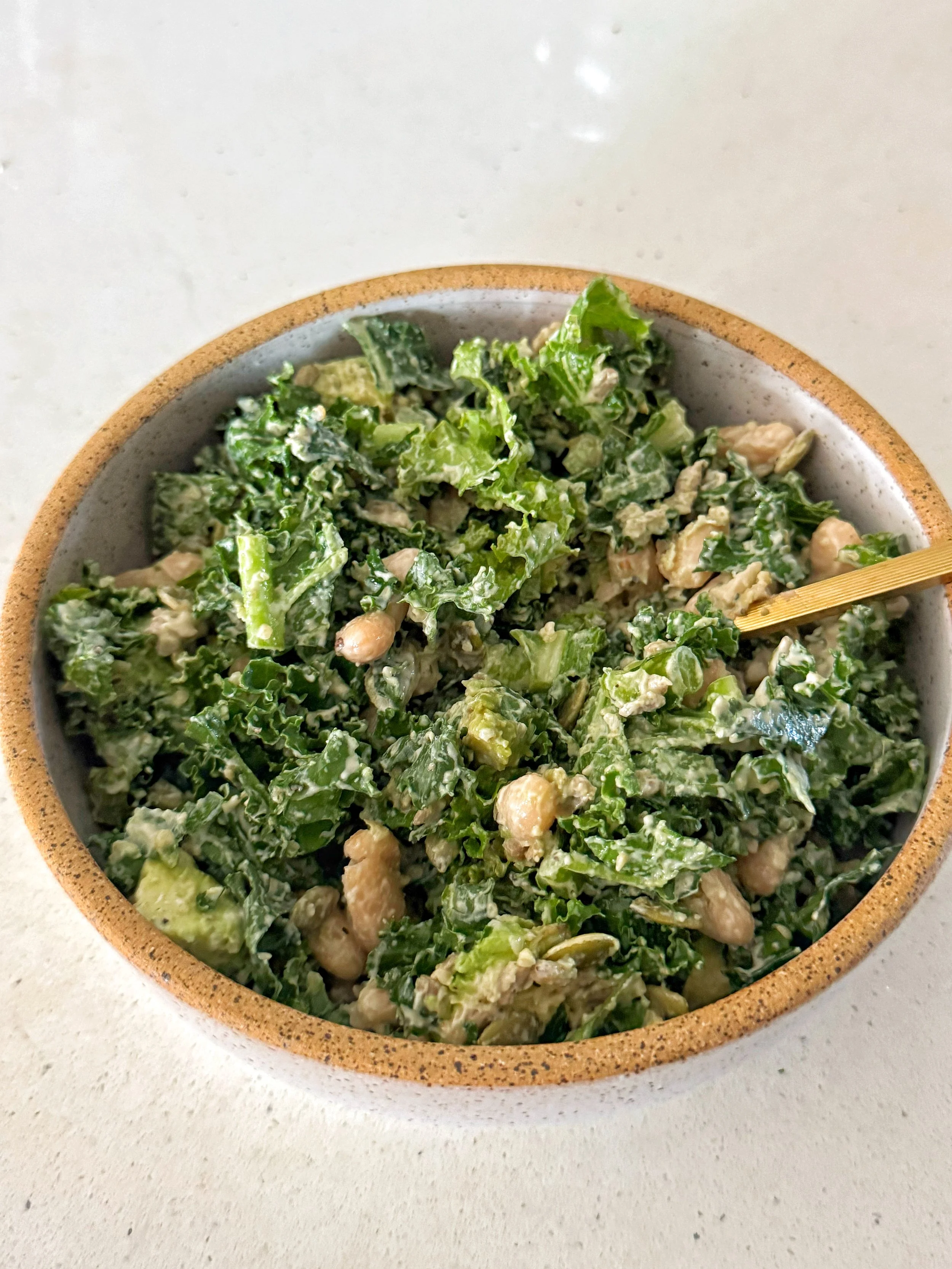 Kale And White Bean Salad With A Creamy Tangy Tahini Dressing