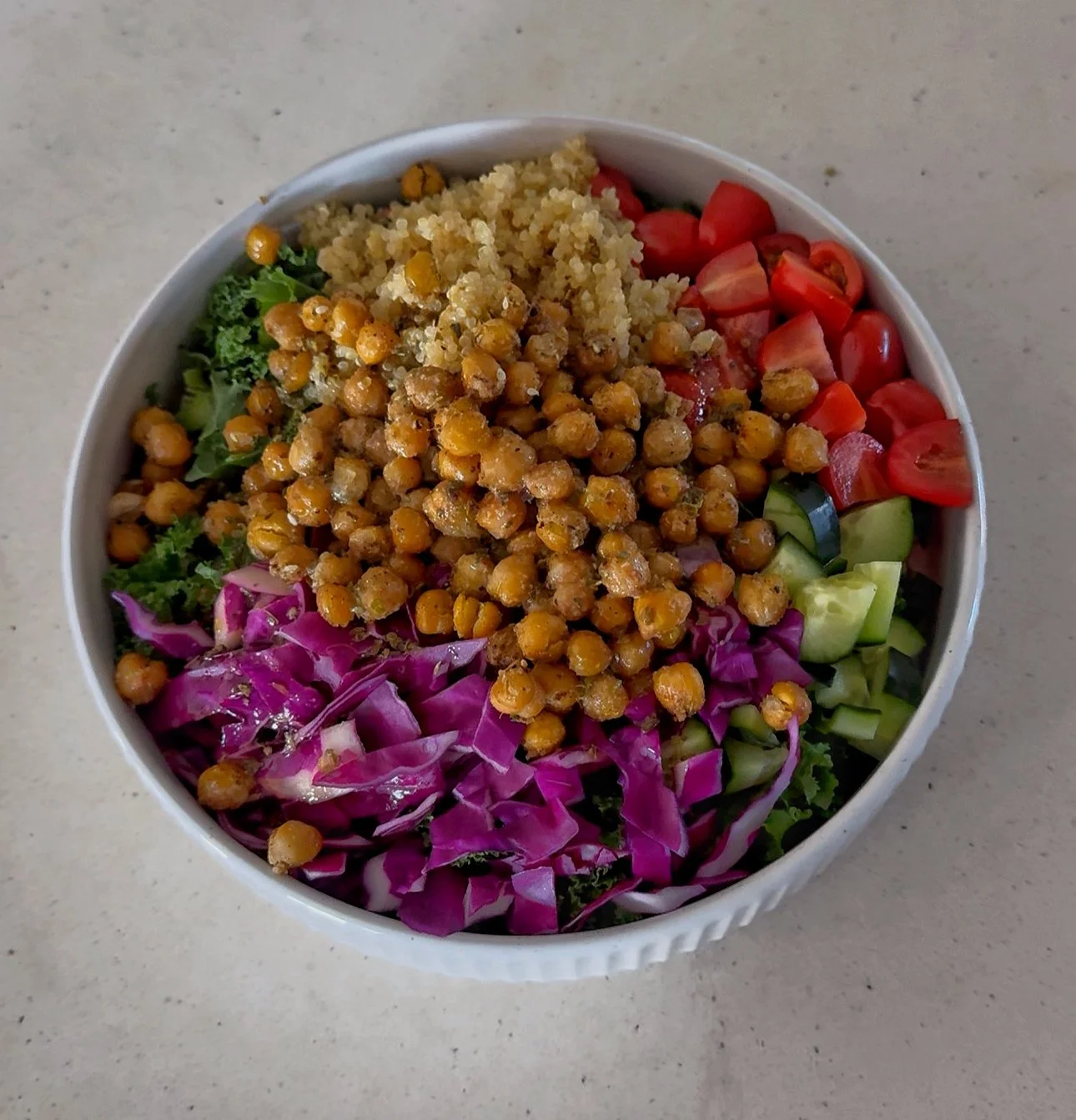 Anti-inflammatory Glow Salad With Greek Style Chickpea And An Herbed Apple Cider Vinaigrette