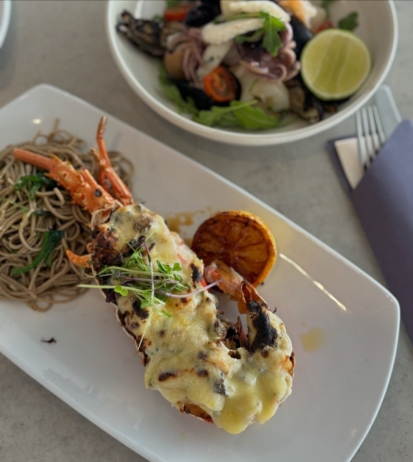 Just one of this weekends Mother&rsquo;s Specials!

Lobster Thermidor, cooked in bechamel sauce, morel mushrooms, shallots &amp; crab meat, served with soba noodle salad &amp; caramelised lemon!

Available all weekend 💙 email bookings@mavericksonthe