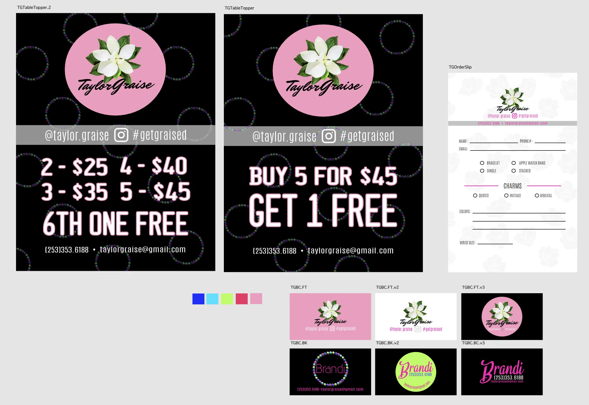 Business Cards, Counter Cards, &amp; Order Slips.