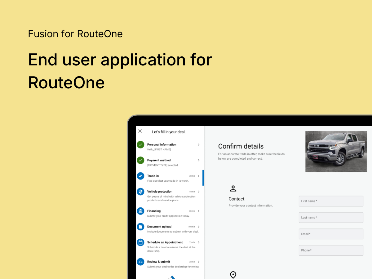 Consumer facing application for RouteOne called Fusion