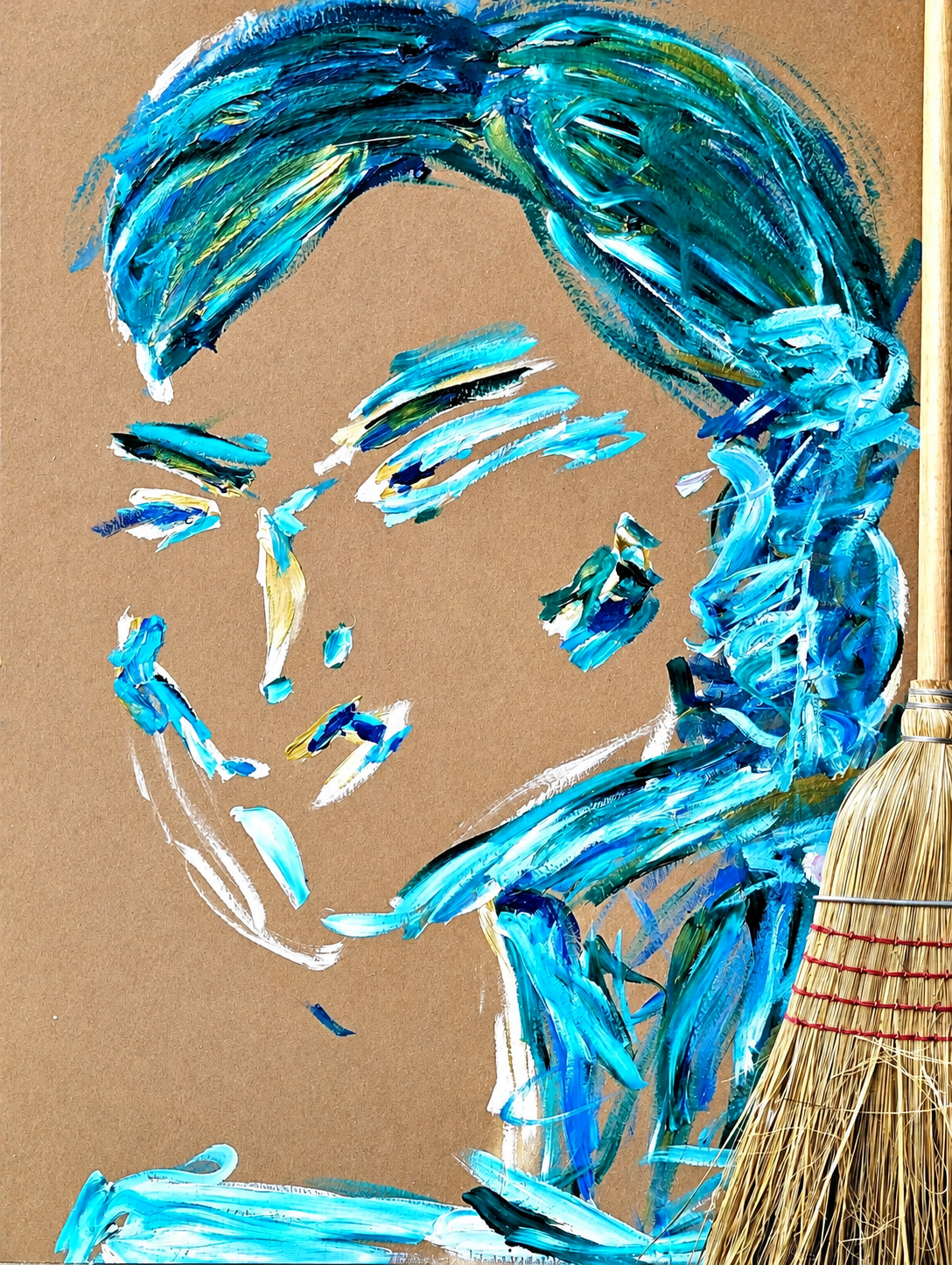 Abstract Turquoise Portrait with Broom.png