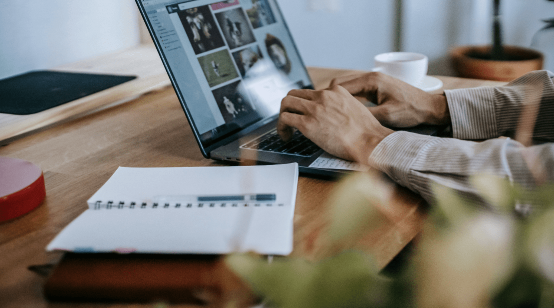 image of fractional executive assistant at a computer