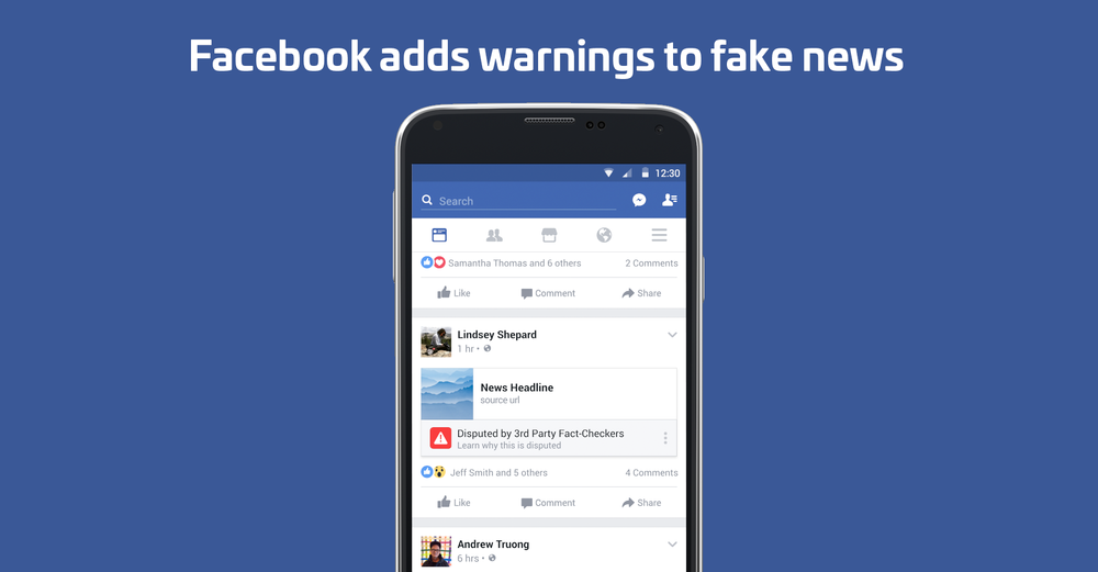 Фото: Пример того как Facebook оповещает о фейках / Facebook