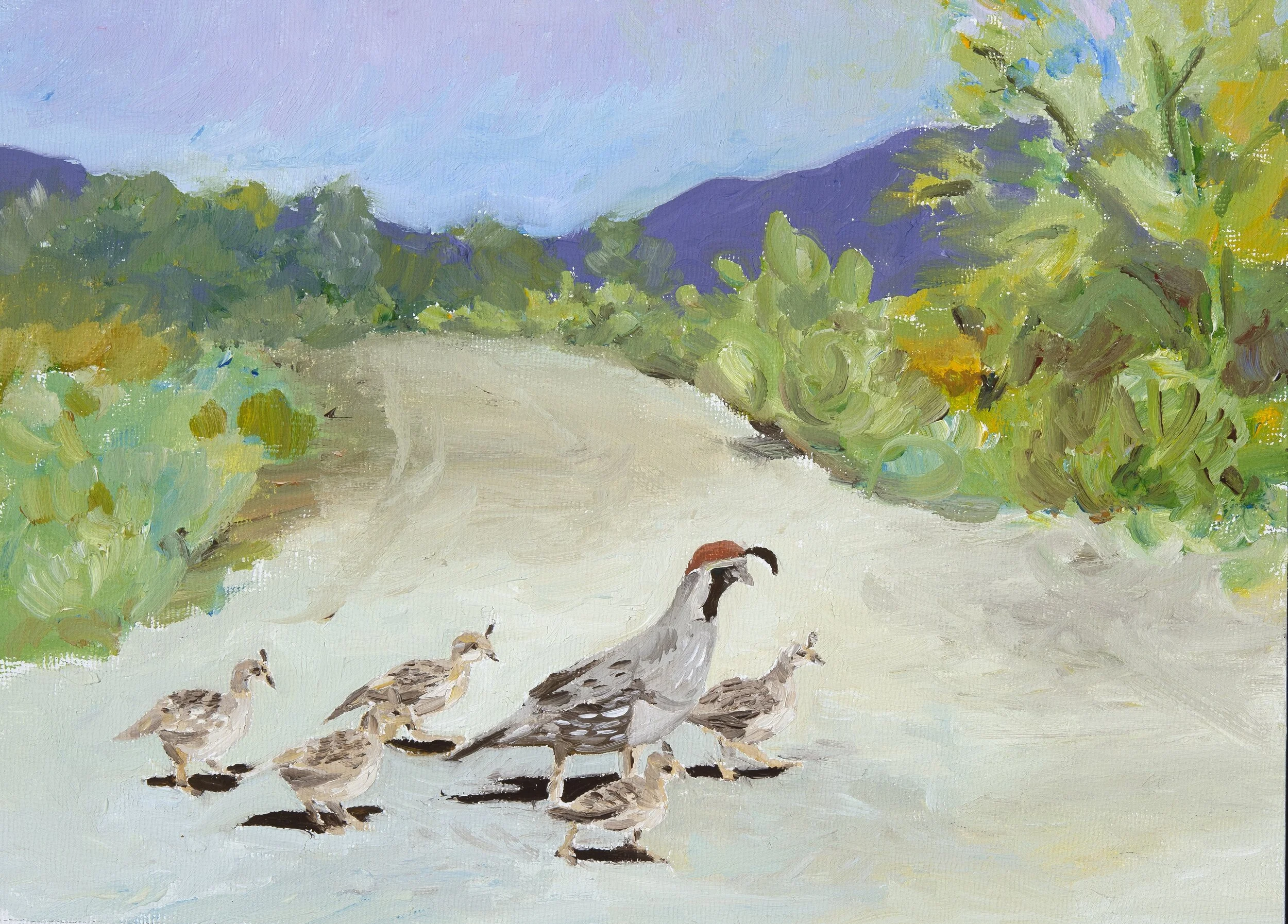 Quail family      8"x10"         Sold