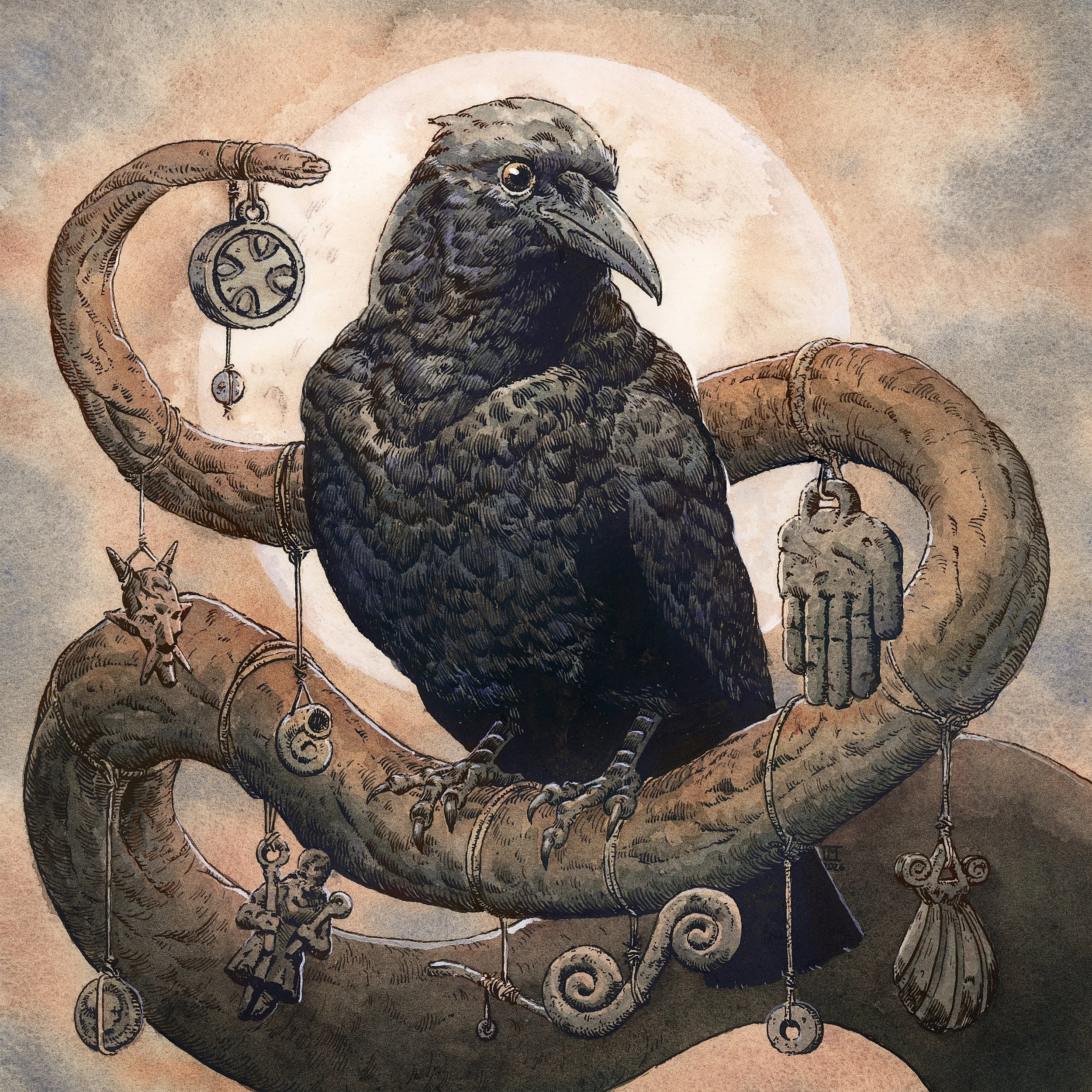 The Collector: Physical Ink and Watercolor