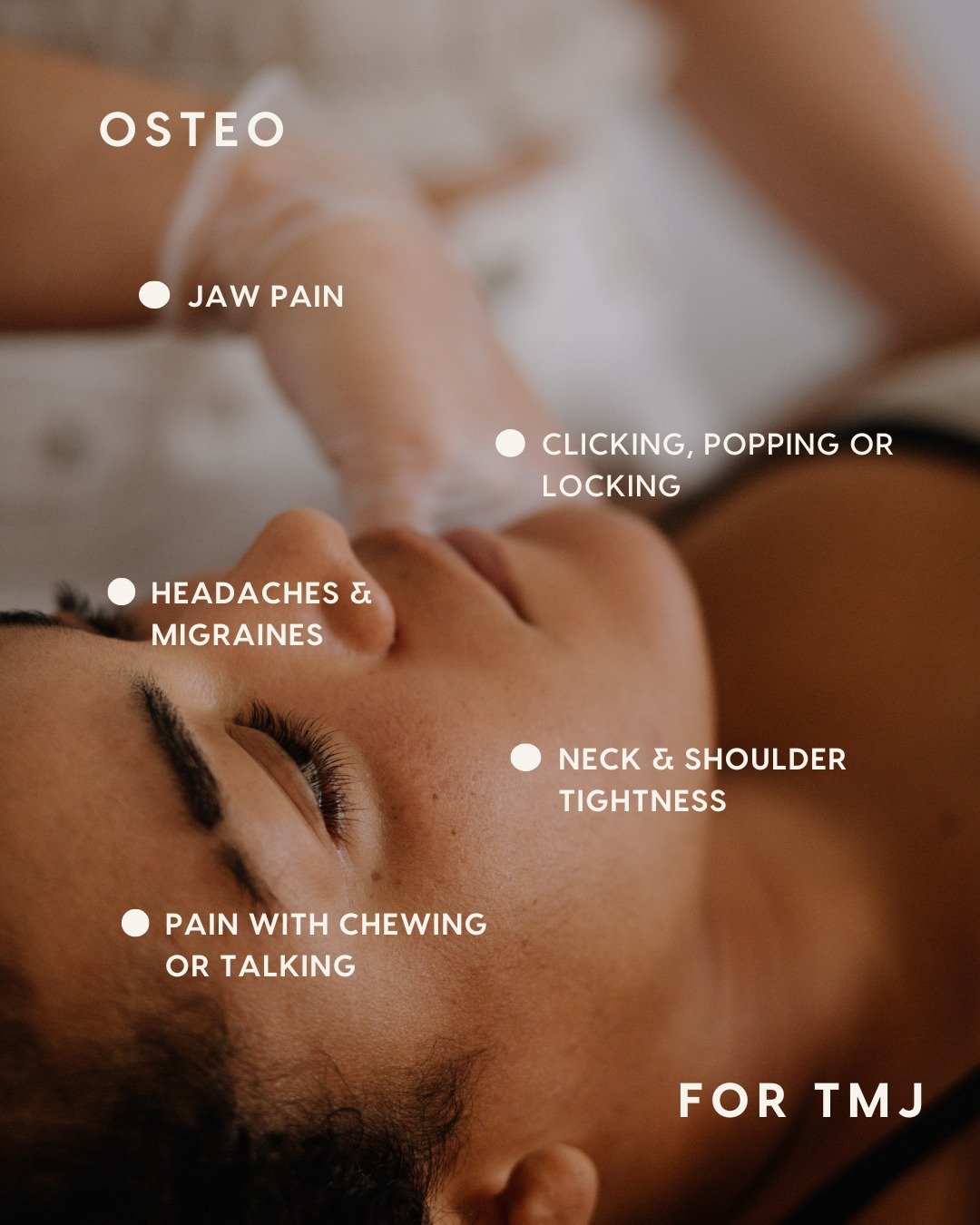 Sore jaw? We&rsquo;ve got you. 👋

TMJ pain can show up as:�
🦷 Jaw aching or tenderness�
🌀 Clicking, popping or locking�
🤕 Headaches or facial pain�
😬 Clenching and grinding�
🧍&zwj;♀️ Neck and shoulder tension

Osteopathy looks beyond just the j
