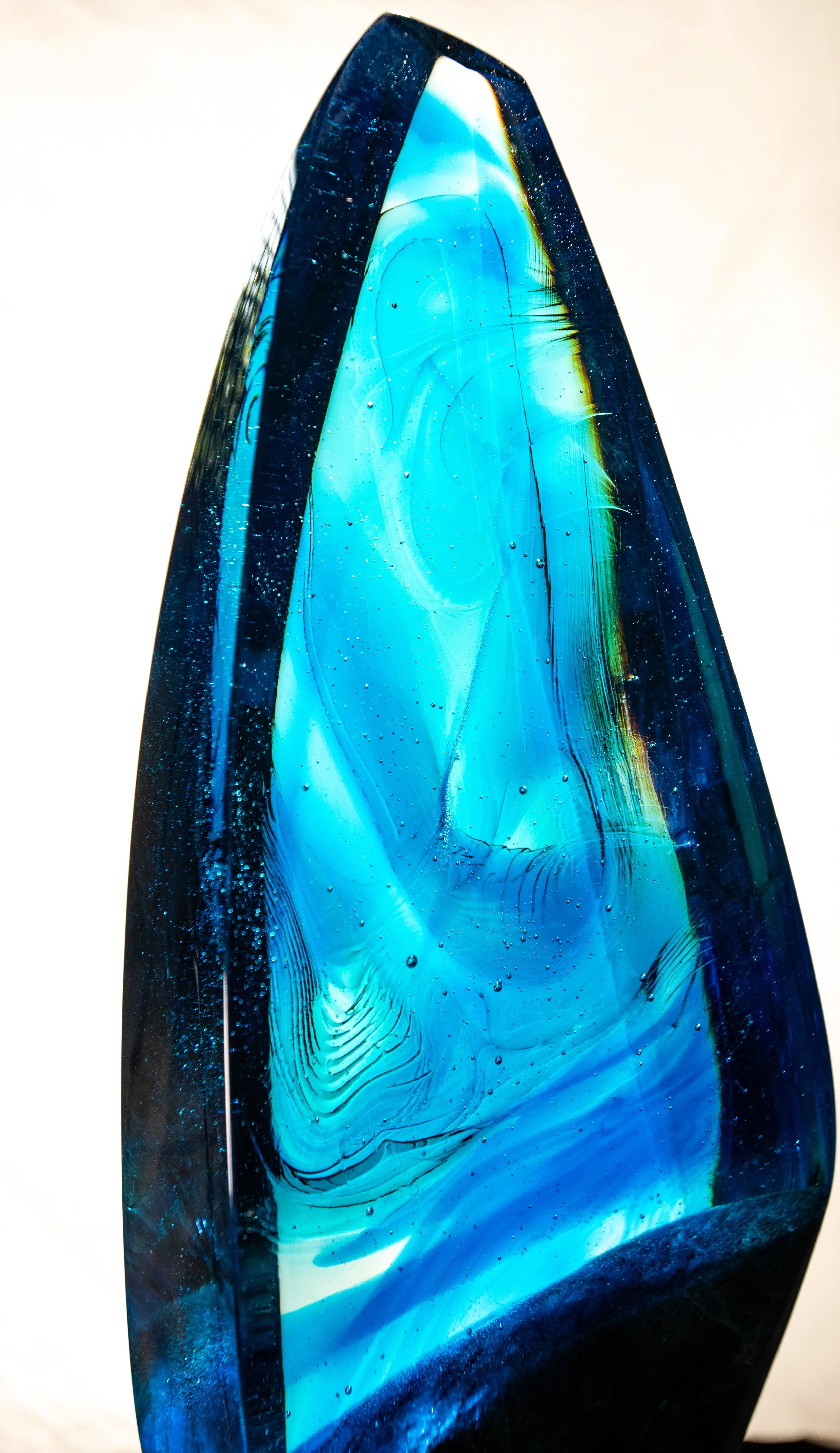 Weston Lambert, Swell, 2025, apatite and cast glass, 21.5" x 7.5" x 7.5"