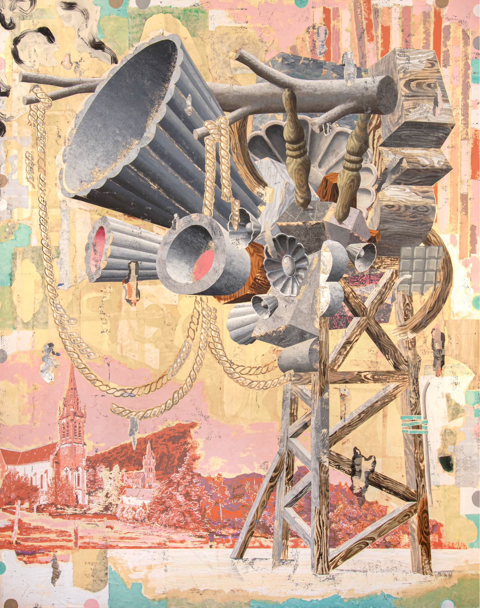 David Hytone, Taking Stock (Retrofit), 2022-2023, Okawara on panel, 60" x 60"