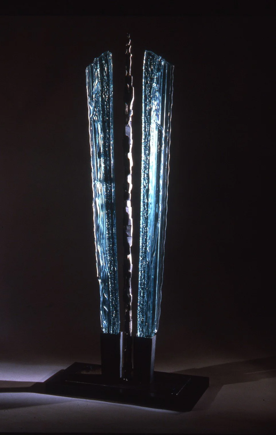 Nancy Mee, The Post of Babelicious, 1995, Fused and slumped glass, fabricated and forged steel, Courtesy of Mary Alberg