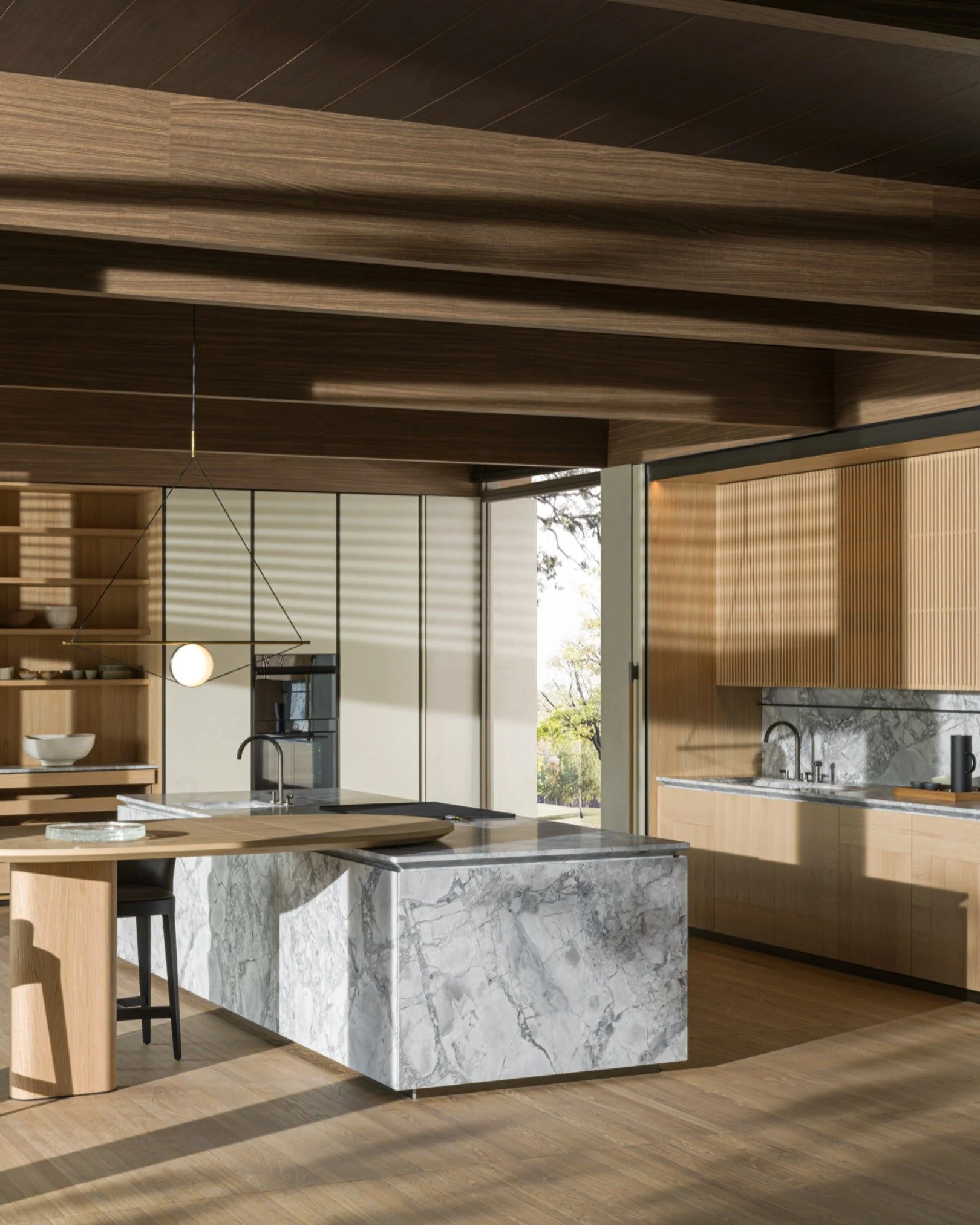 Intersection Kitchen by @molteniandc  propone un&rsquo;idea di cucina come oggetto monolitico: un solo materiale, la pietra naturale, lavorata con precisione tecnologica per diventare architettura domestica. 🗿
Superfici continue, ante perfettamente 