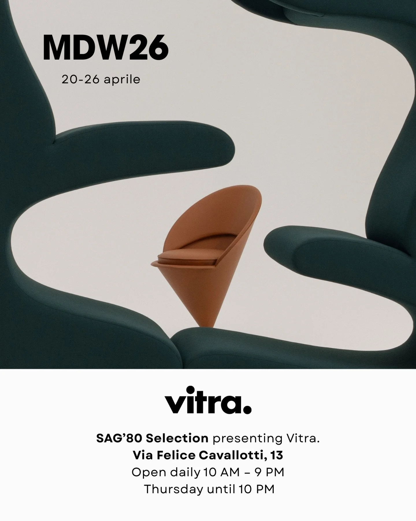 @vitra - Sag80 Milan Design Week 

Per celebrare il 100&deg; anniversario di Verner Panton, @sag80_milano Selection presenta i suoi iconici design prodotti da Vitra in collaborazione con Verner Panton Design AG. 

#SavetheDate #MDW26 #TrendMilanoDesi