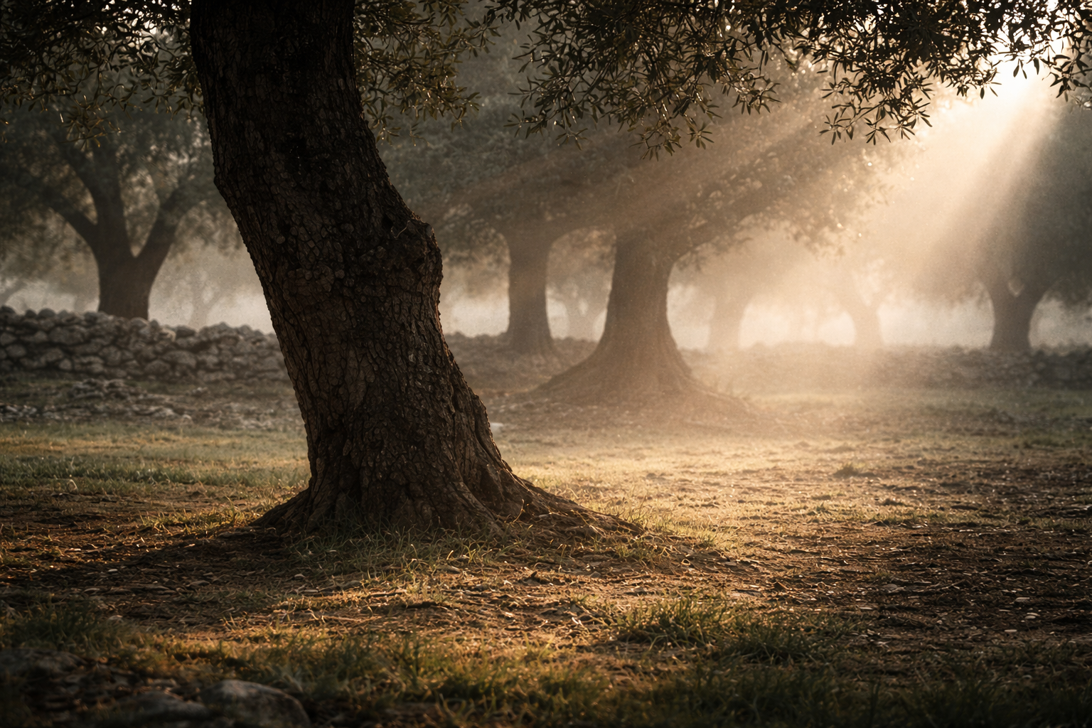 Sunlight in between trees