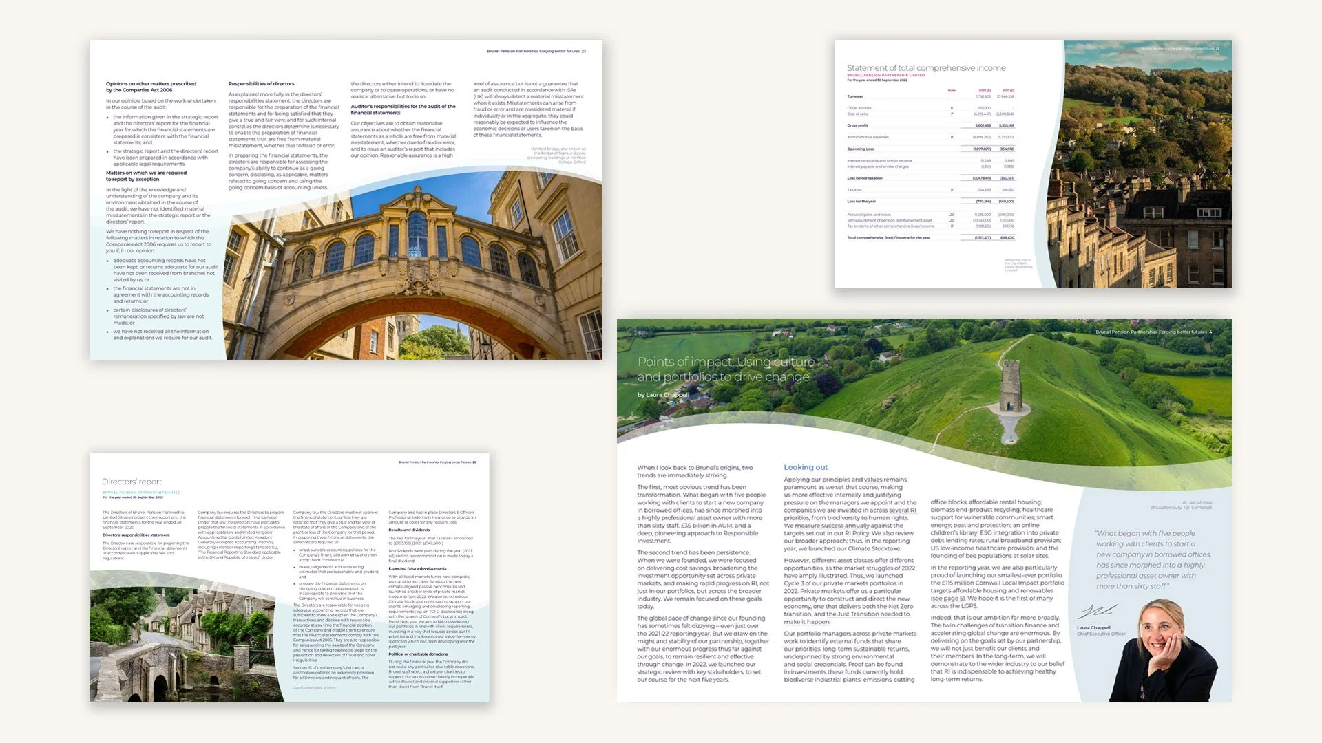 Four pages from the Annual Report 2022-23