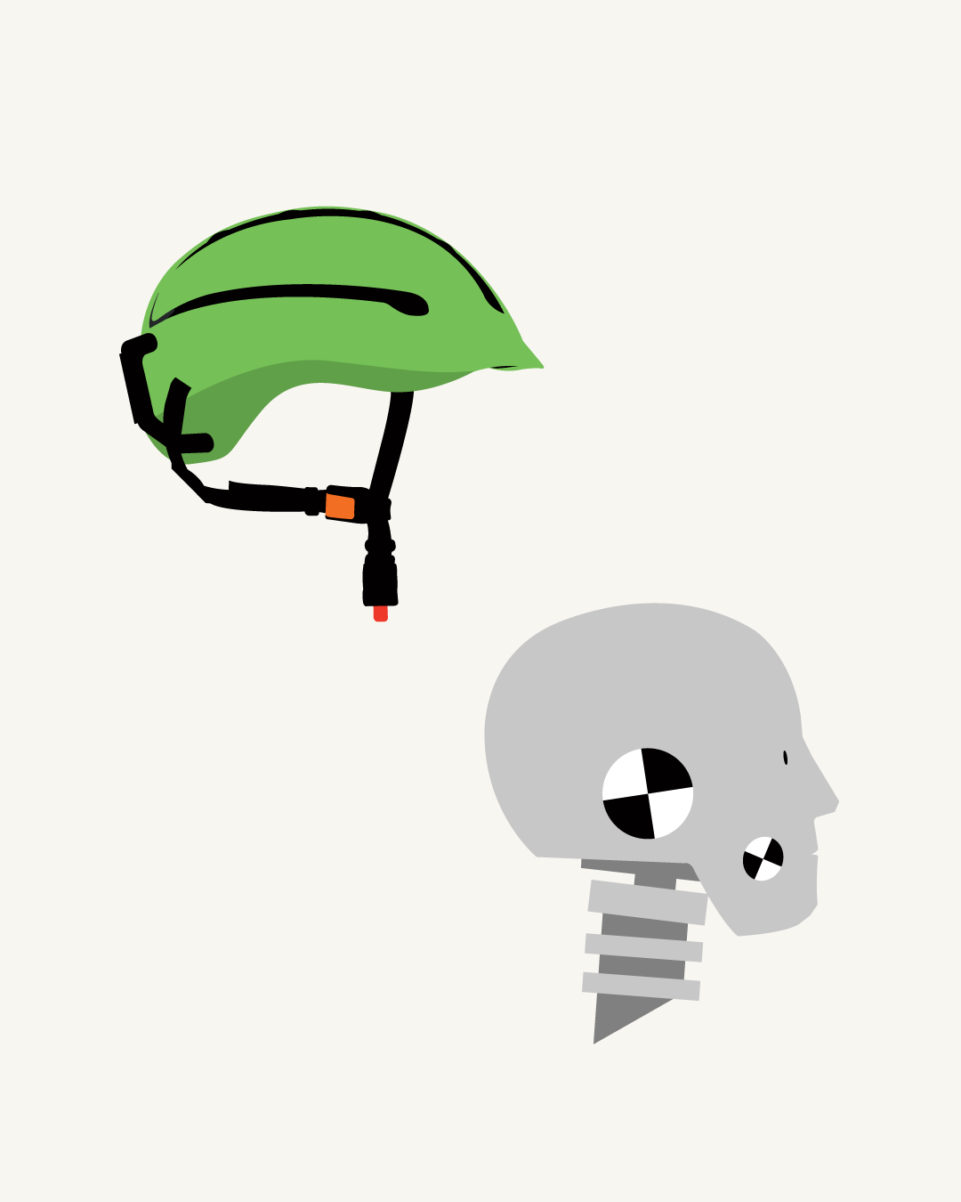 Illustration of the new helmet an the safety dummy head