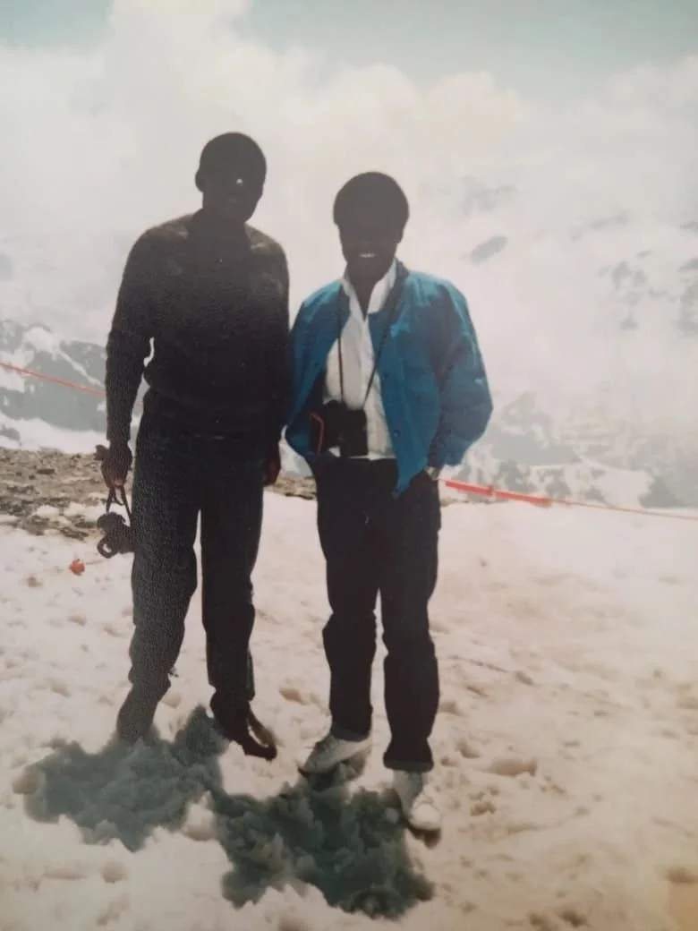 Mufudzi's father in the snow in Switzerland.jpeg