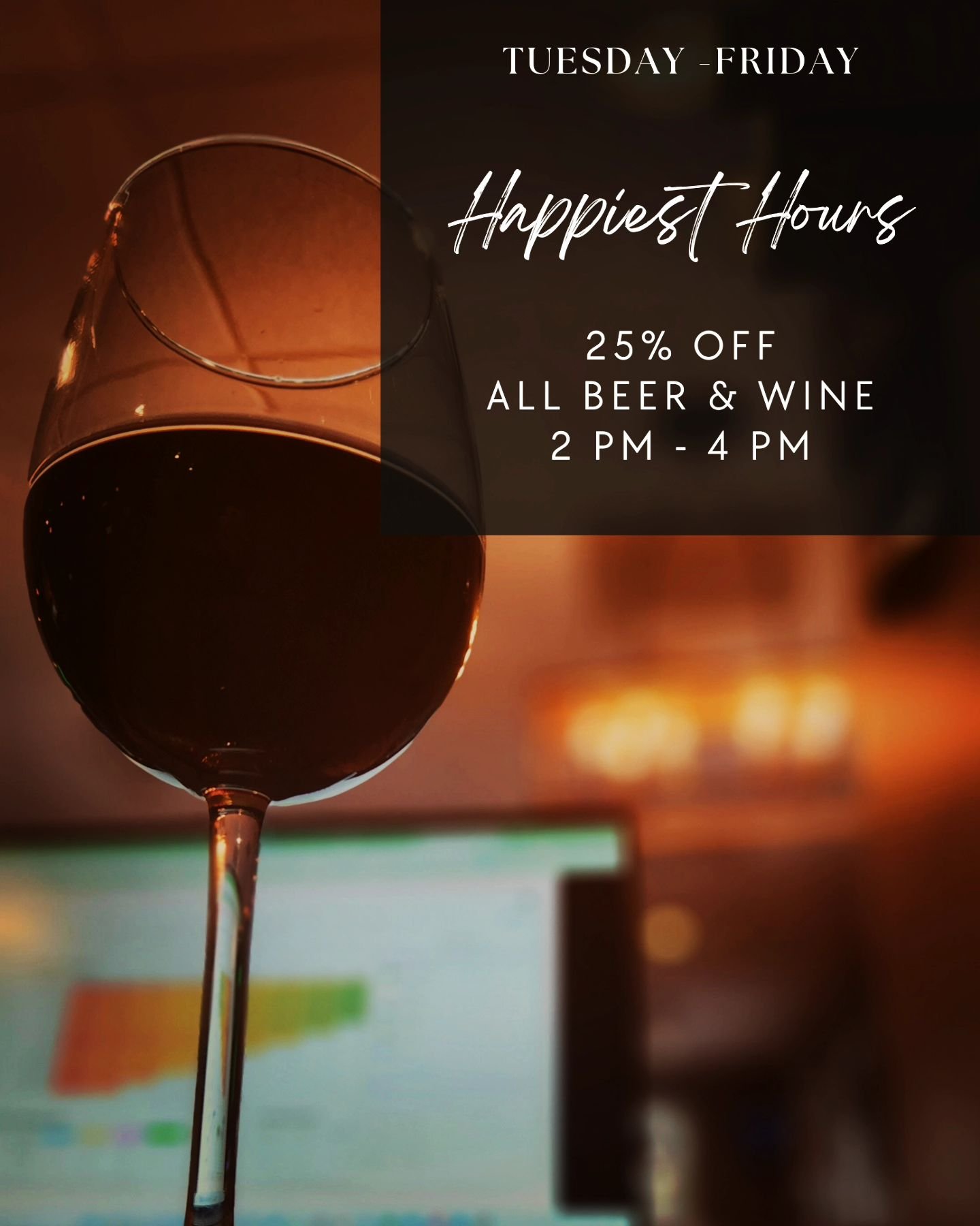 🍻🍷 Enjoy the happiest hours at The Vine &amp; Barley! Enjoy 25% off on all beer and wine from 2pm-4pm, every Tuesday through Friday. Cheers🥂 
#HappyHour #VineandBarley