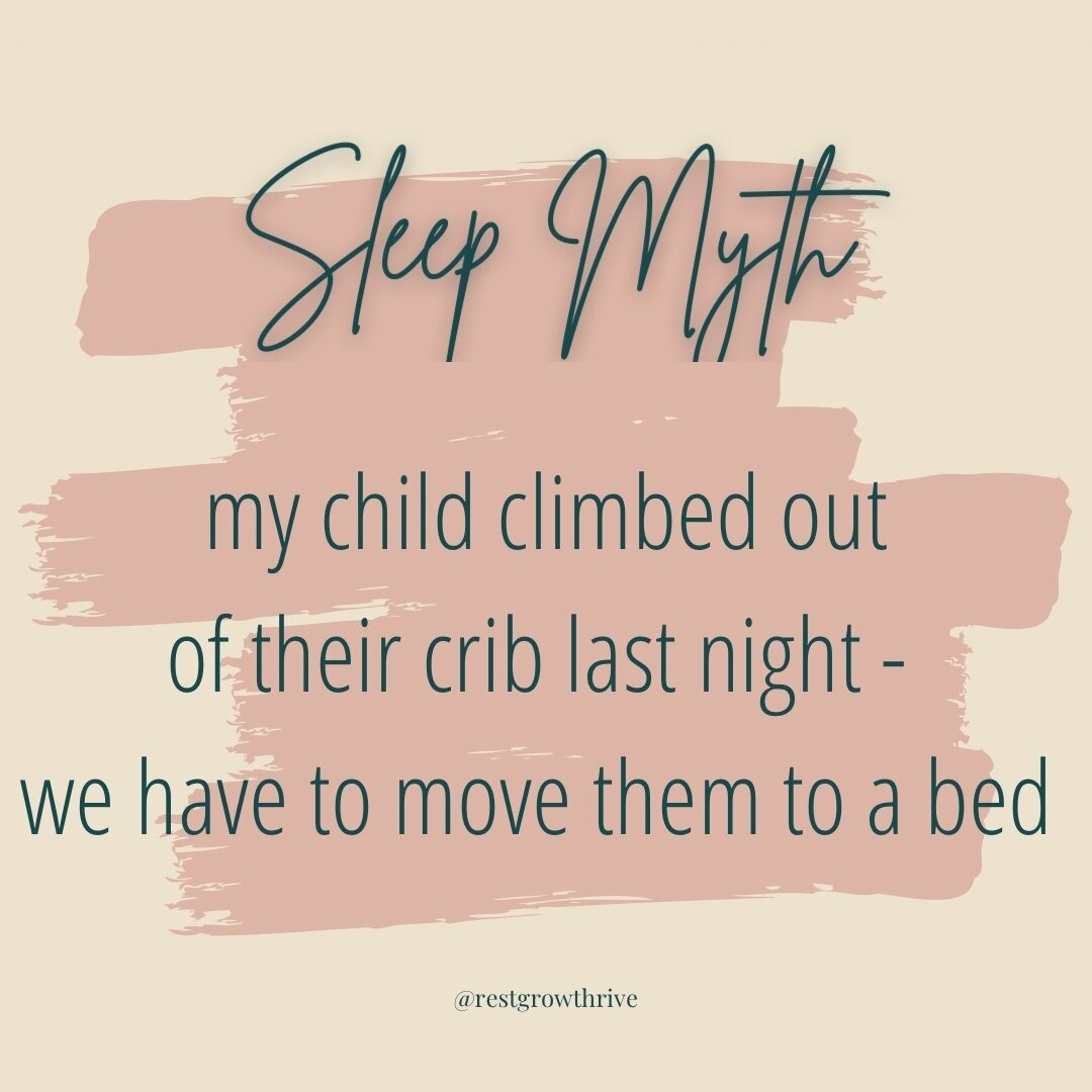 🌟 Sleep Myth Monday⁠ 🌟 
⁠
Not so fast!! While crib climbing can feel alarming the first time it happens, there are things you can do to try to hold onto the crib for longer. ⁠
⁠
I encourage to continue using a crib until your child is closer to or 