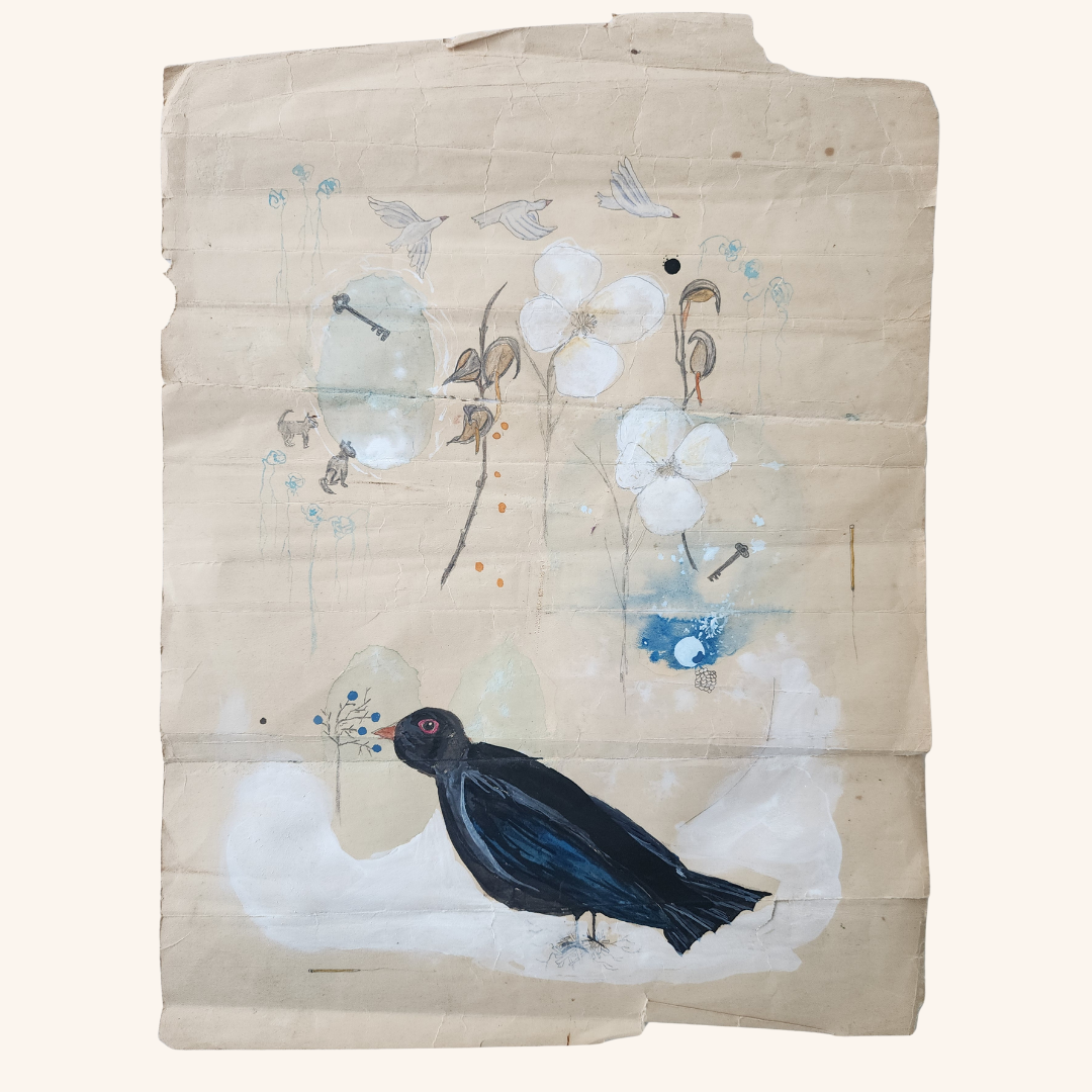 Narinder B, Childless - Not by Choice - So Something Else - found birth certificate / ink / pencil 2024