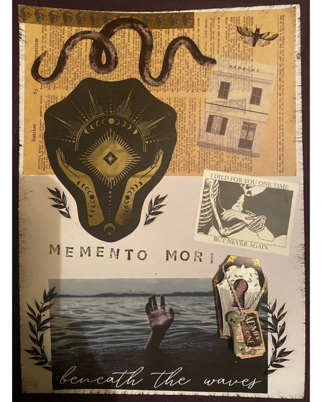 Jenn J., Living in a House Called Grief, Mixed Media Collage, 2023