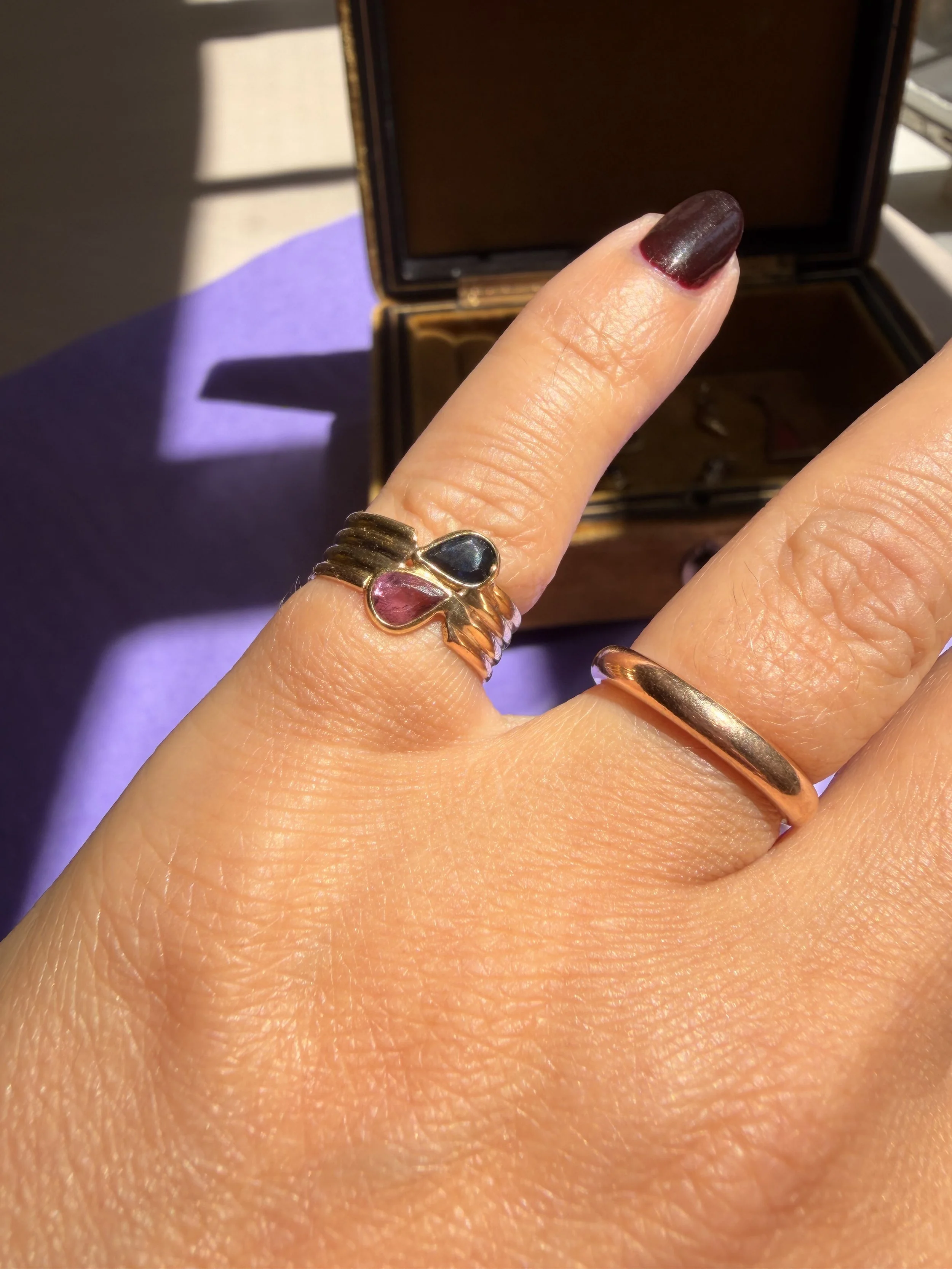 Ruby and Sapphire Fluted Ring