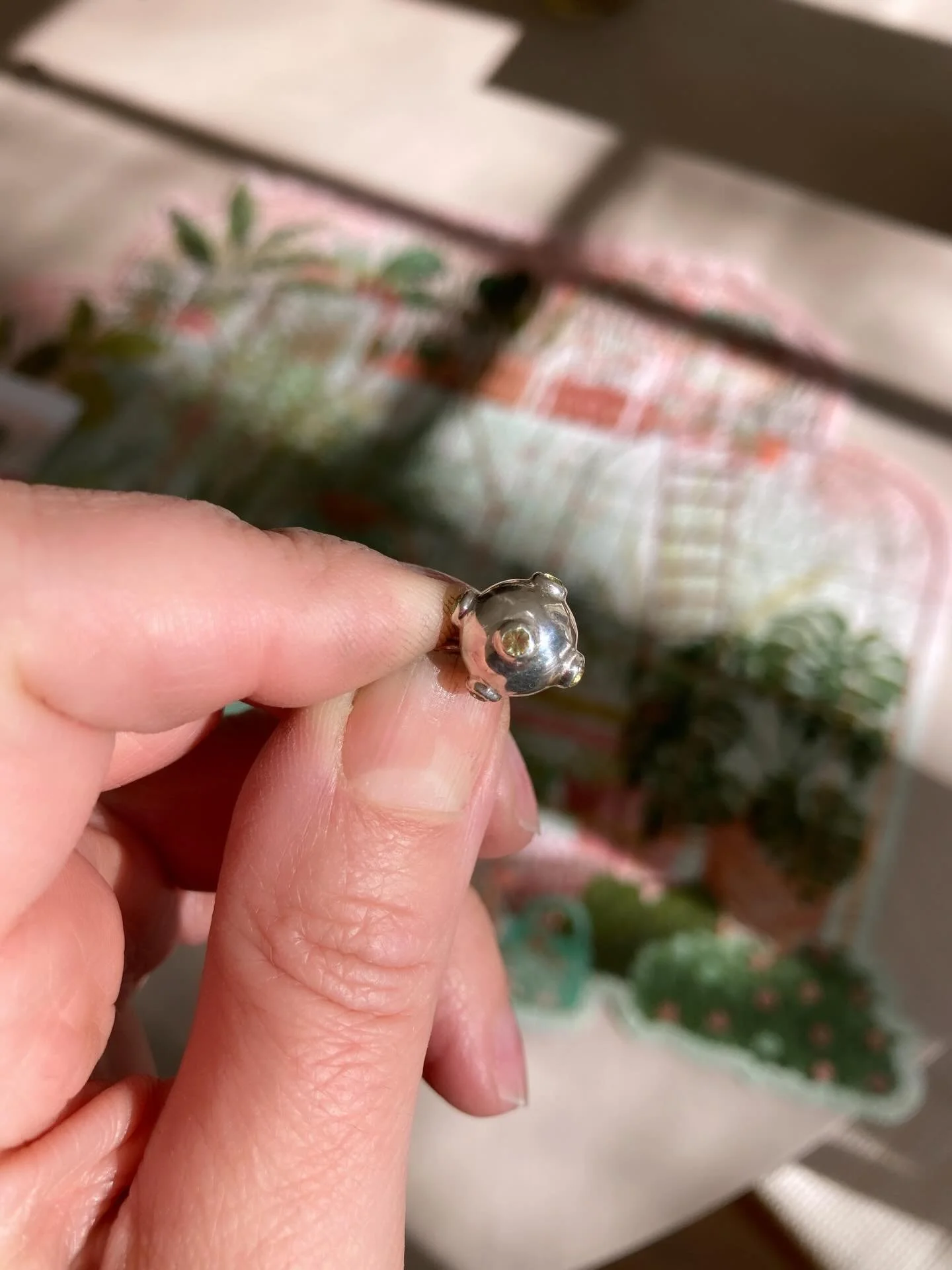 Finished this little stellar peridot sputnik charm and my greenhouse puzzle this morning.
I&rsquo;m feeling excited as I&rsquo;ll be heading to Tucson on Wednesday for the gem show and I&rsquo;m trying to get as much done as possible before I leave. 