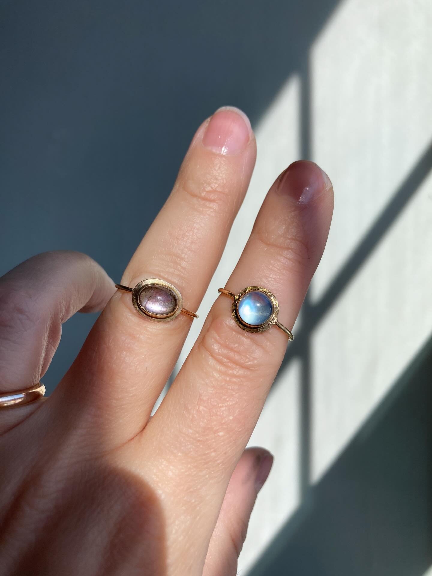 Magic comes in twos ✨

I really struggled to pick a favourite when I was making these stick pin conversion rings. 
Each stone so luminous, so unique, it made it impossible to lean one way or another.
Now you won&rsquo;t have to choose because one of 