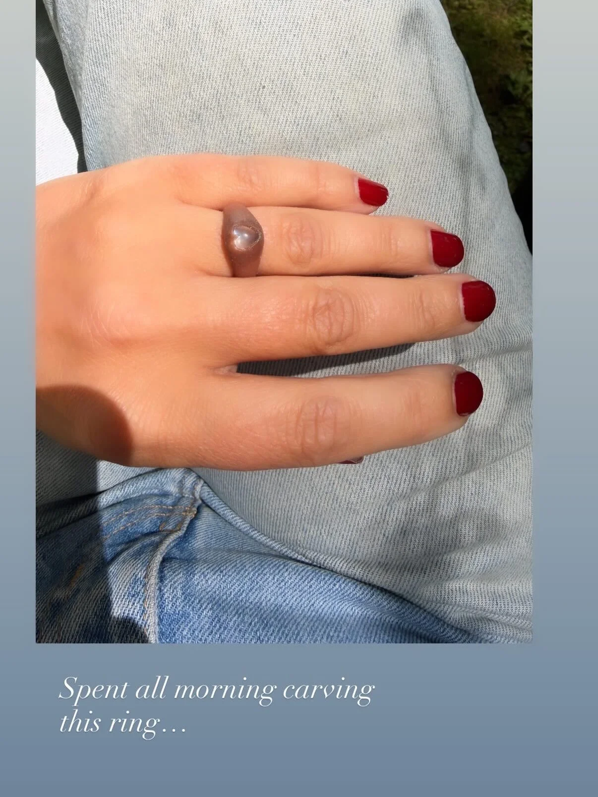 Jewellery diaries:
Wax carving a heart shaped Ceylon moonstone ring.