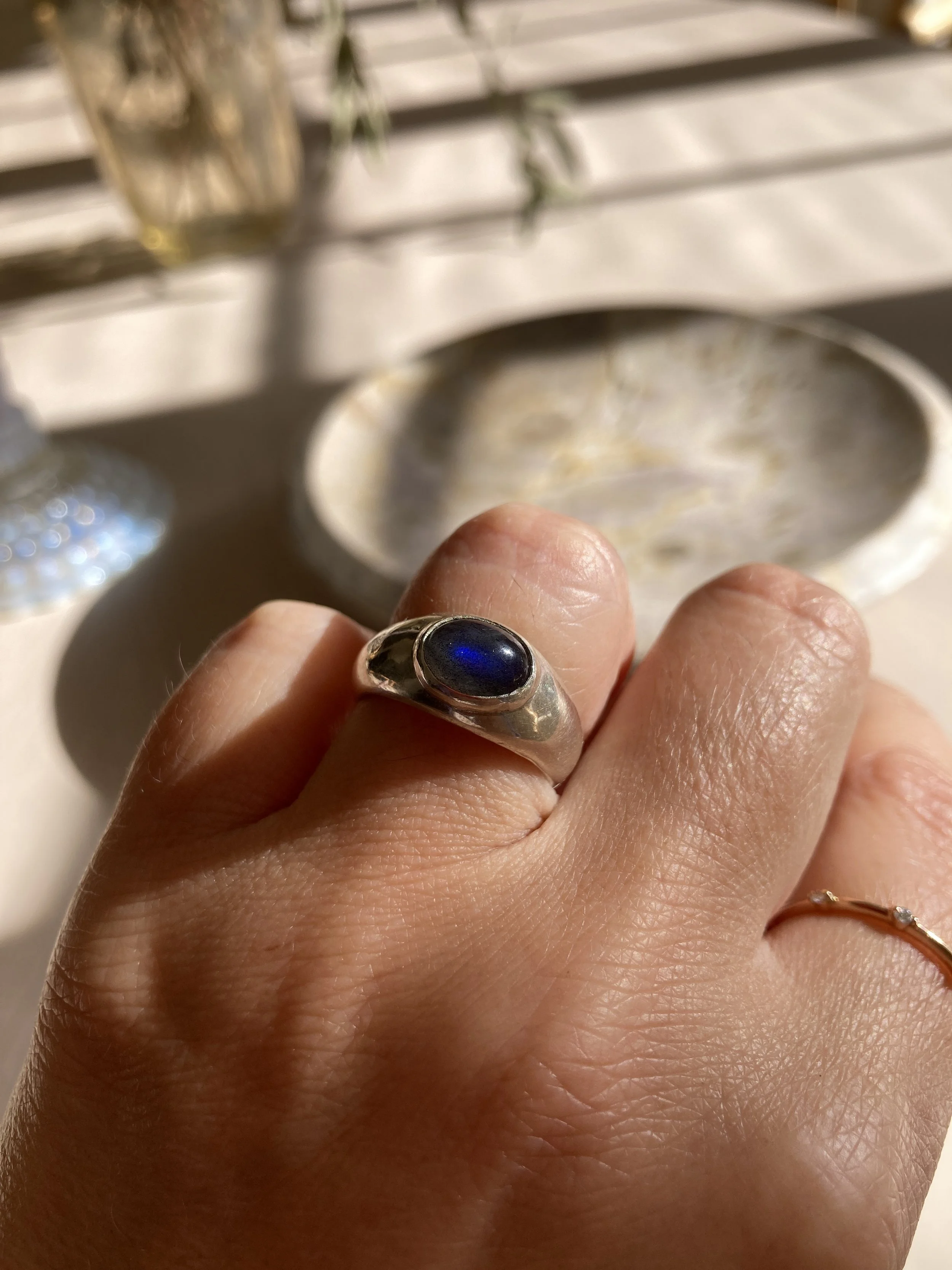 Labradorite Signet Ring