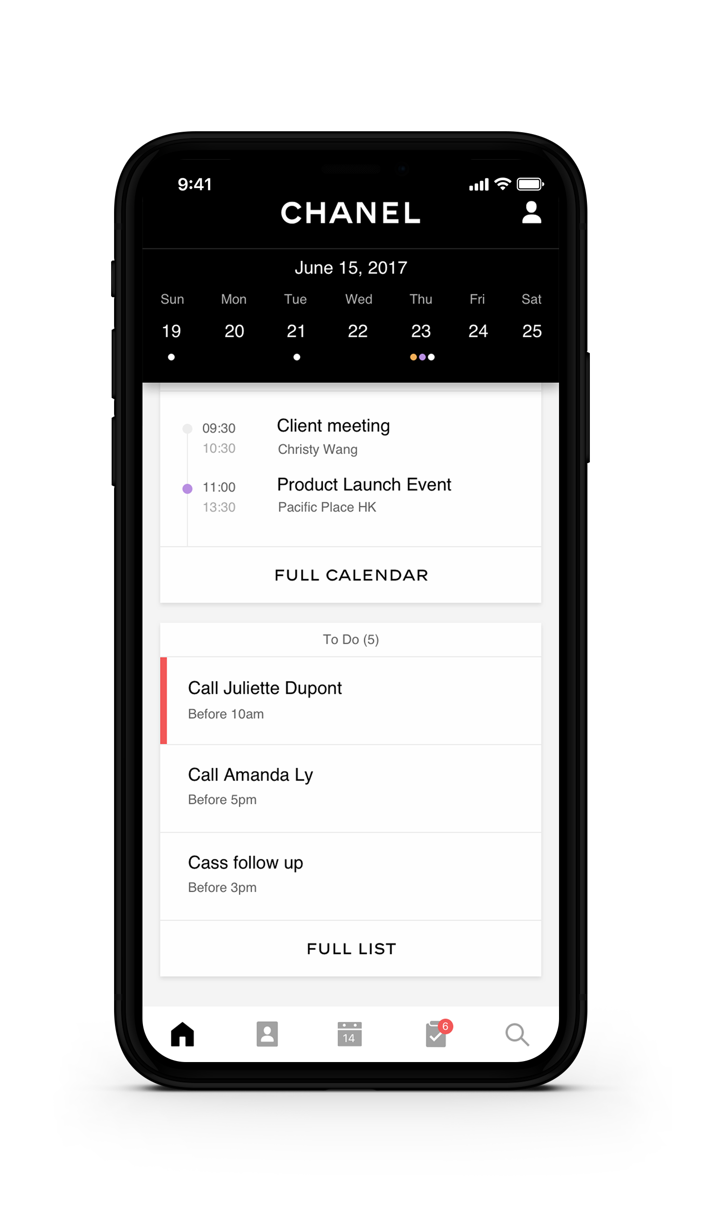 Home screen scrolled