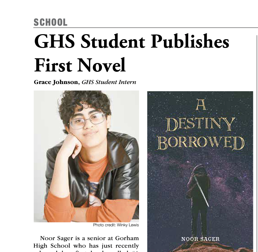 Gorham High School Student Publishes First Novel (Gorham Times)